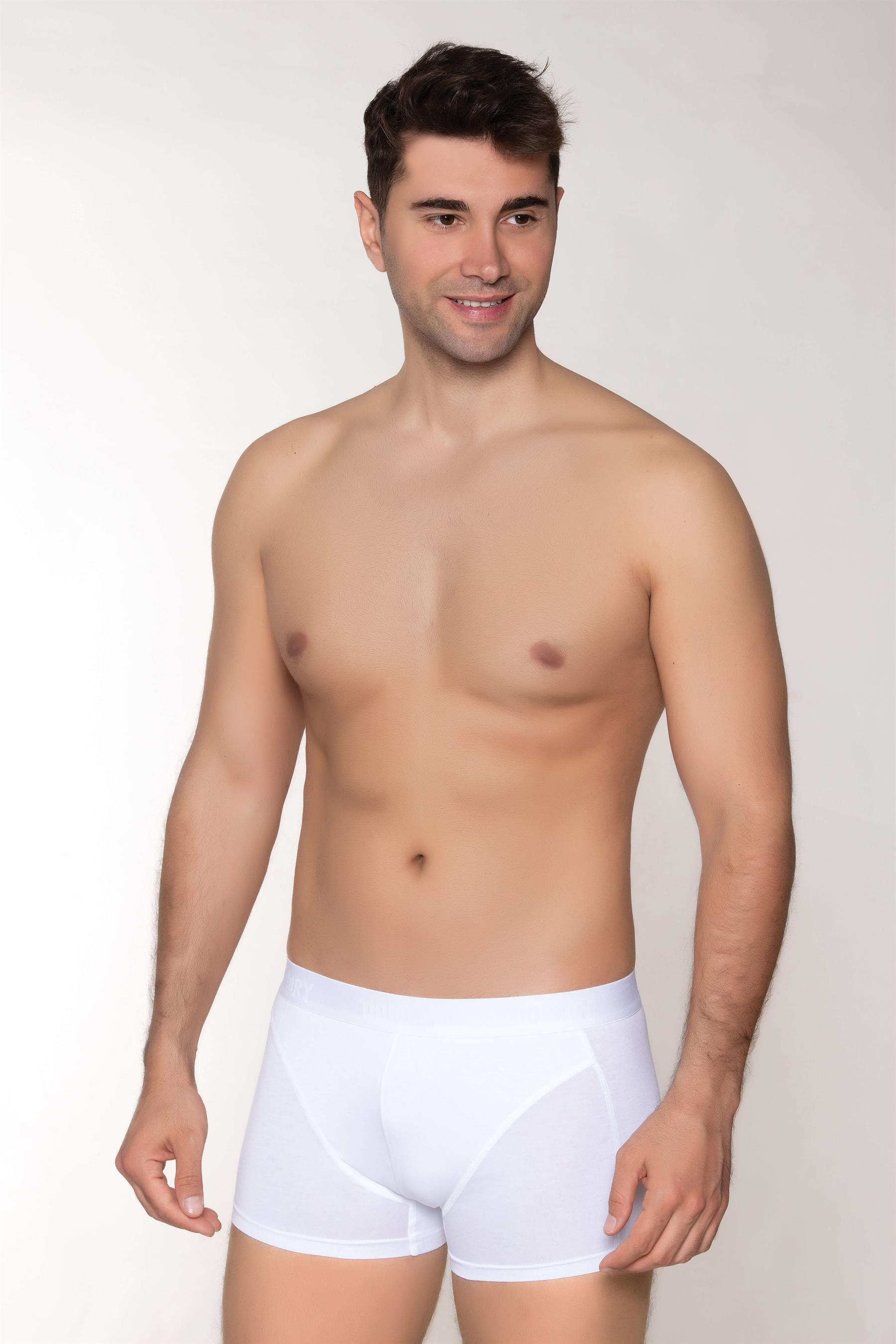 ERKEK MODAL BOXER LOGO LASTİKLİ KISA BEYAZ