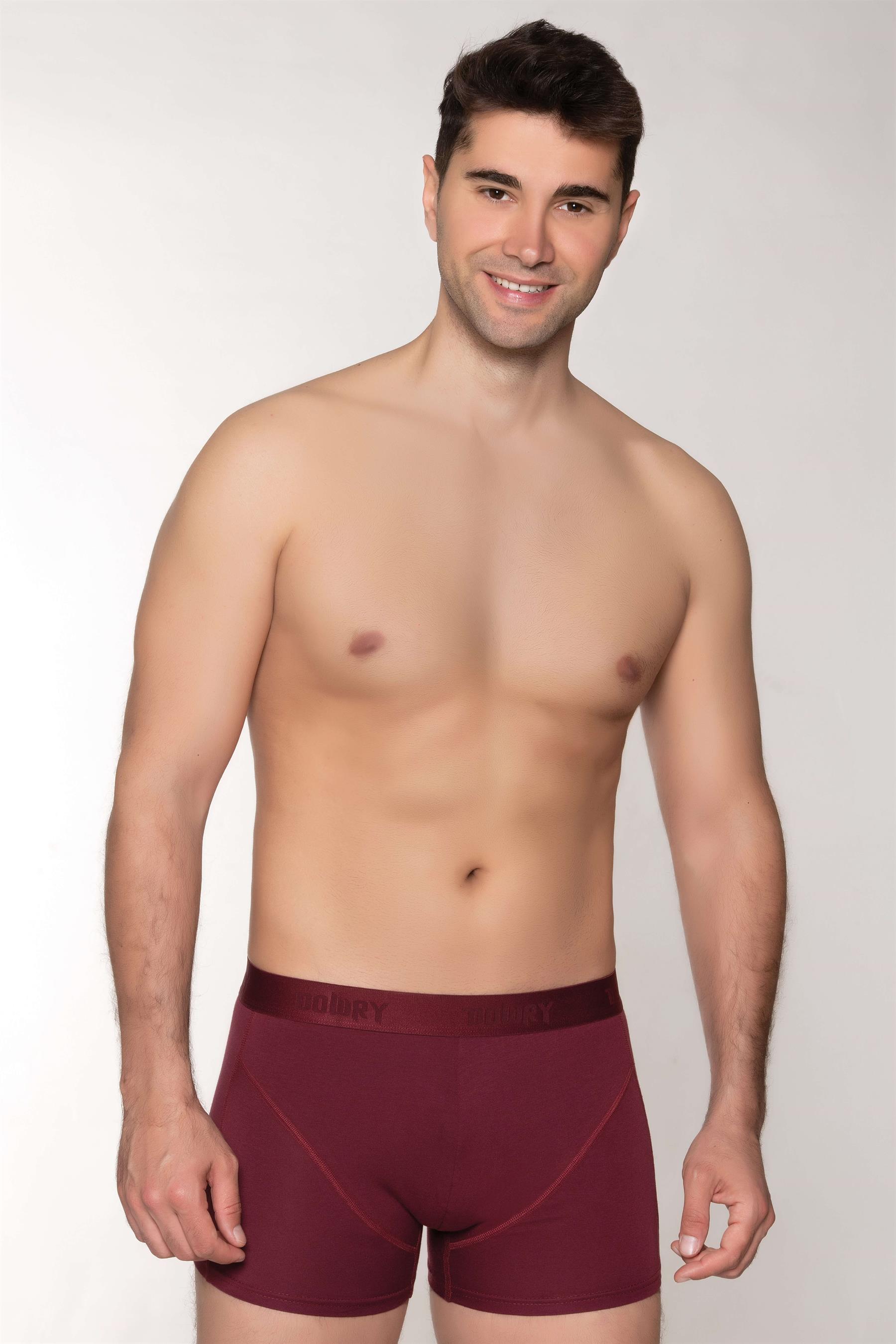 ERKEK MODAL BOXER LOGO LASTİKLİ KISA BORDO