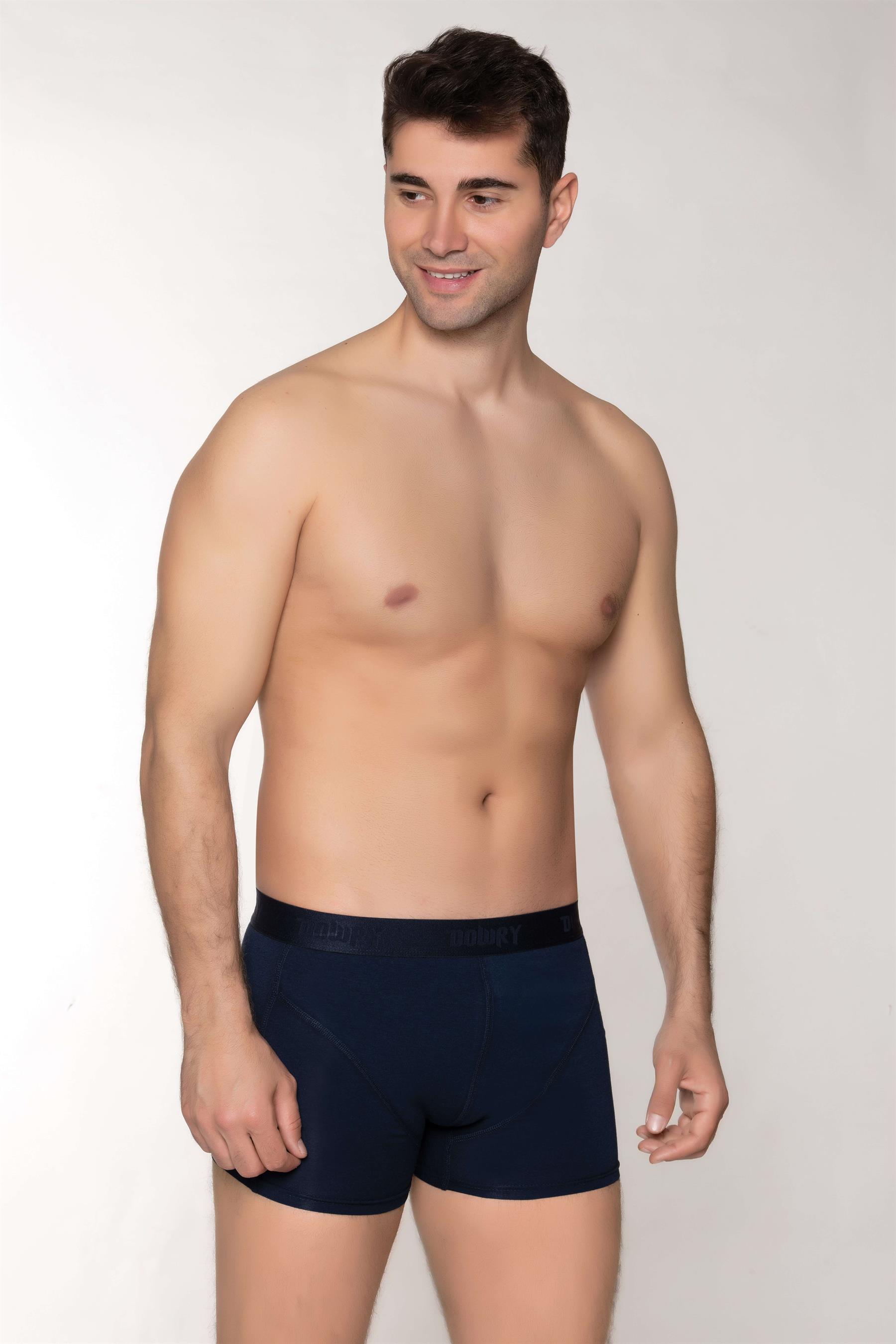 ERKEK MODAL BOXER LOGO LASTİKLİ KISA LACİVERT
