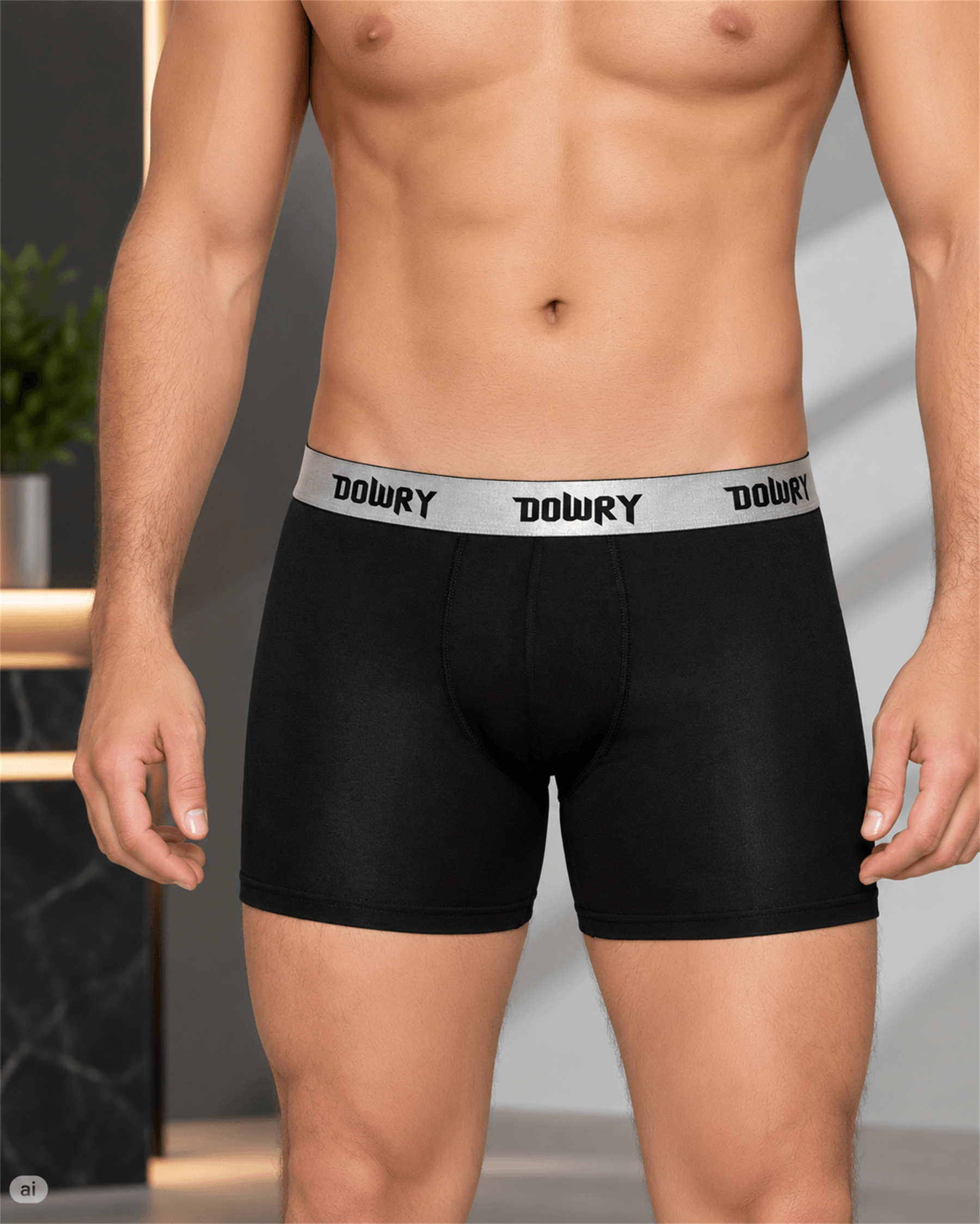 Erkek Siyah Modal Boxer Yumuşak Esnek Nefes Alabilen Kayma Yapmayan Rahat Premium İç Giyim S-XXL E672
