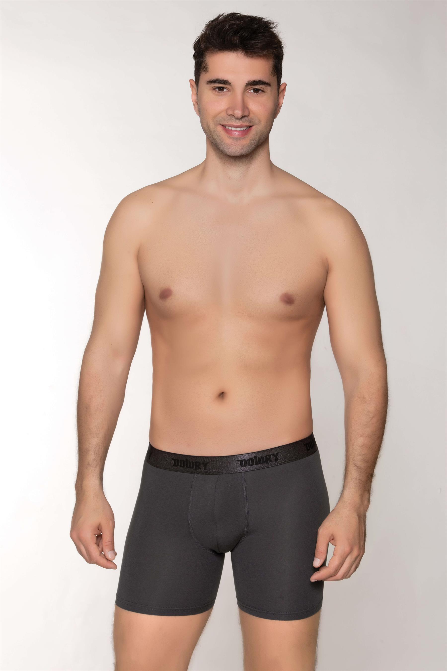 ERKEK MODAL BOXER LOGO LASTİKLİ UZUN ANTRASİT