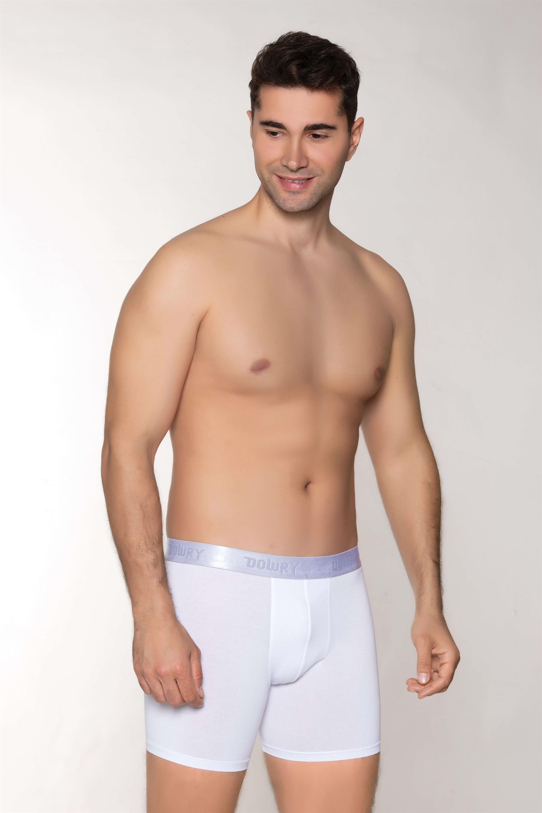 ERKEK MODAL BOXER LOGO LASTİKLİ UZUN BEYAZ