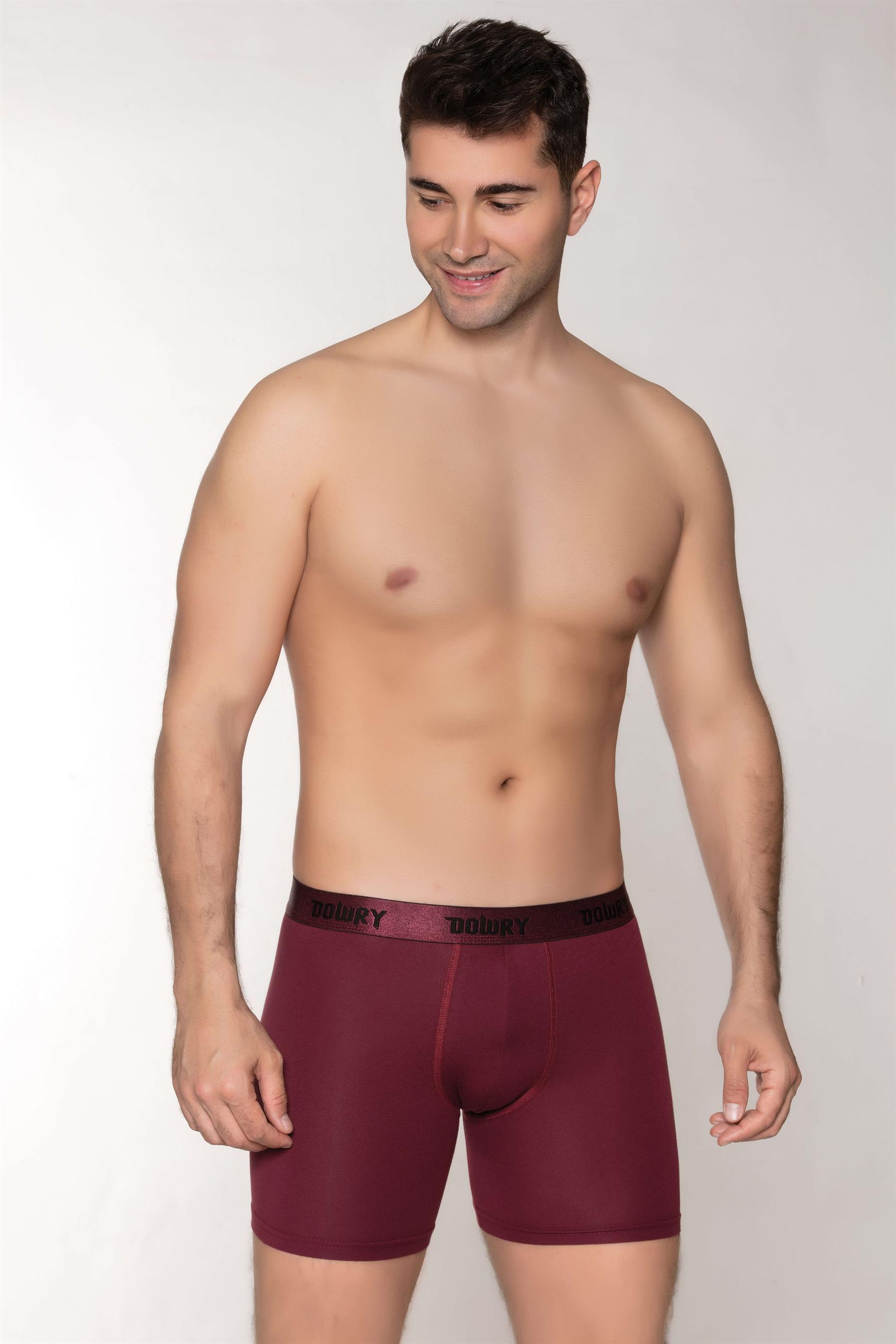 ERKEK MODAL BOXER LOGO LASTİKLİ UZUN BORDO