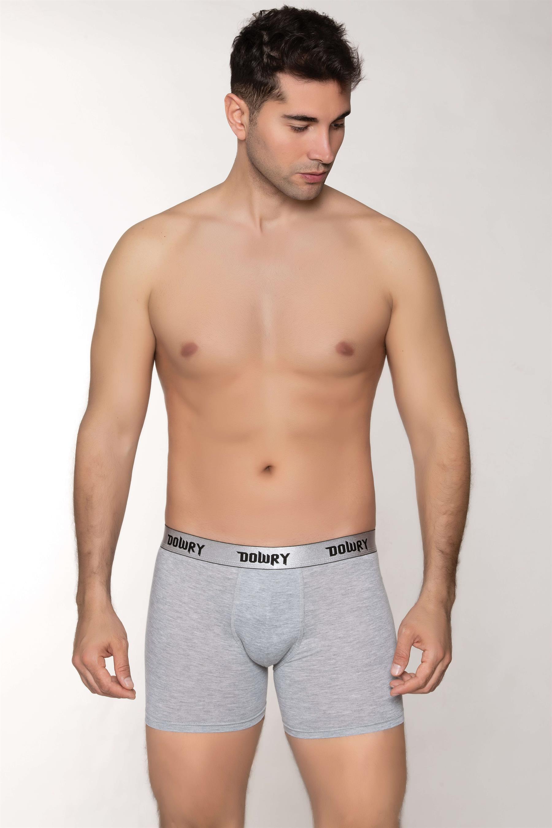 ERKEK MODAL BOXER LOGO LASTİKLİ UZUN GRİ