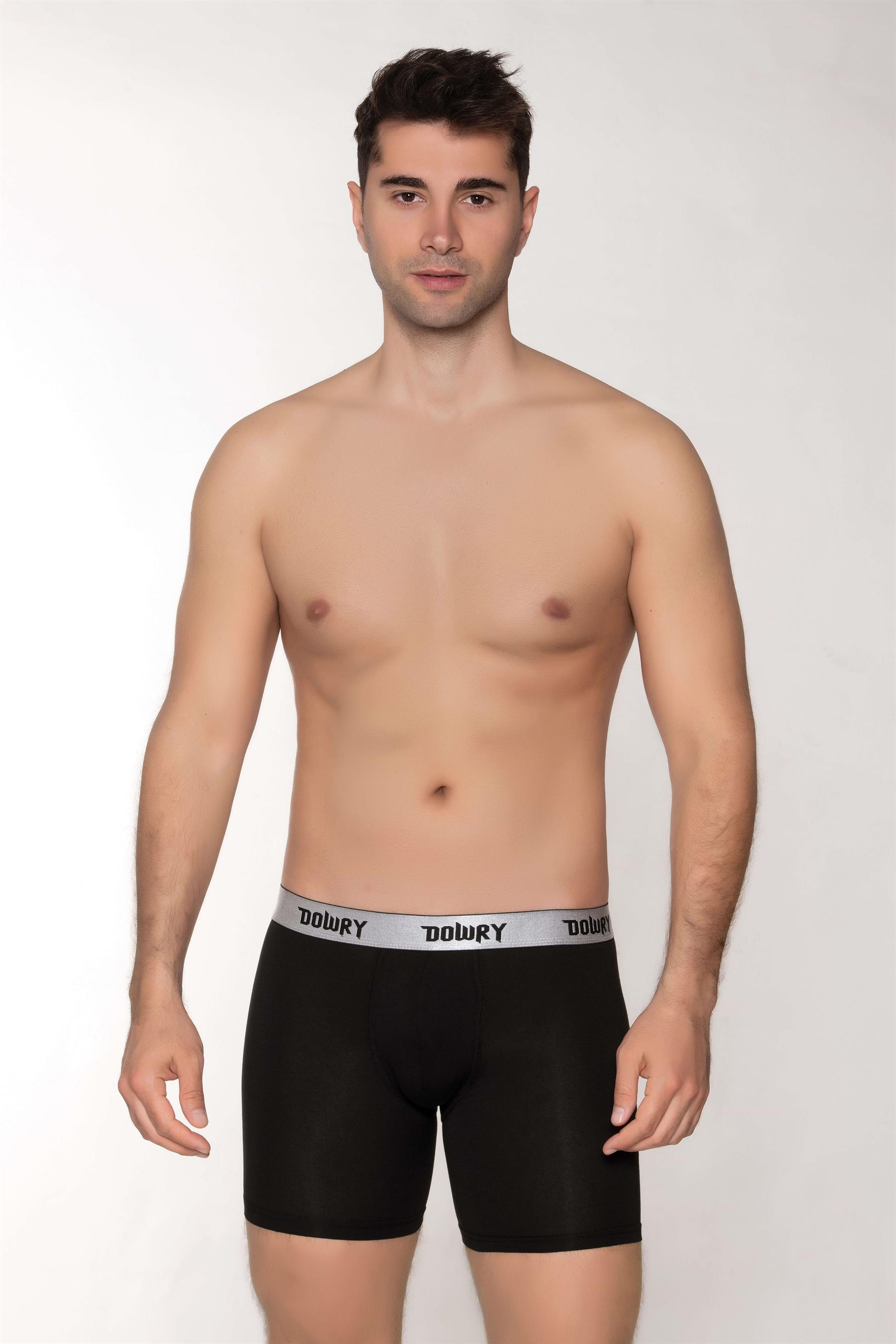 ERKEK MODAL BOXER LOGO LASTİKLİ UZUN SİYAH