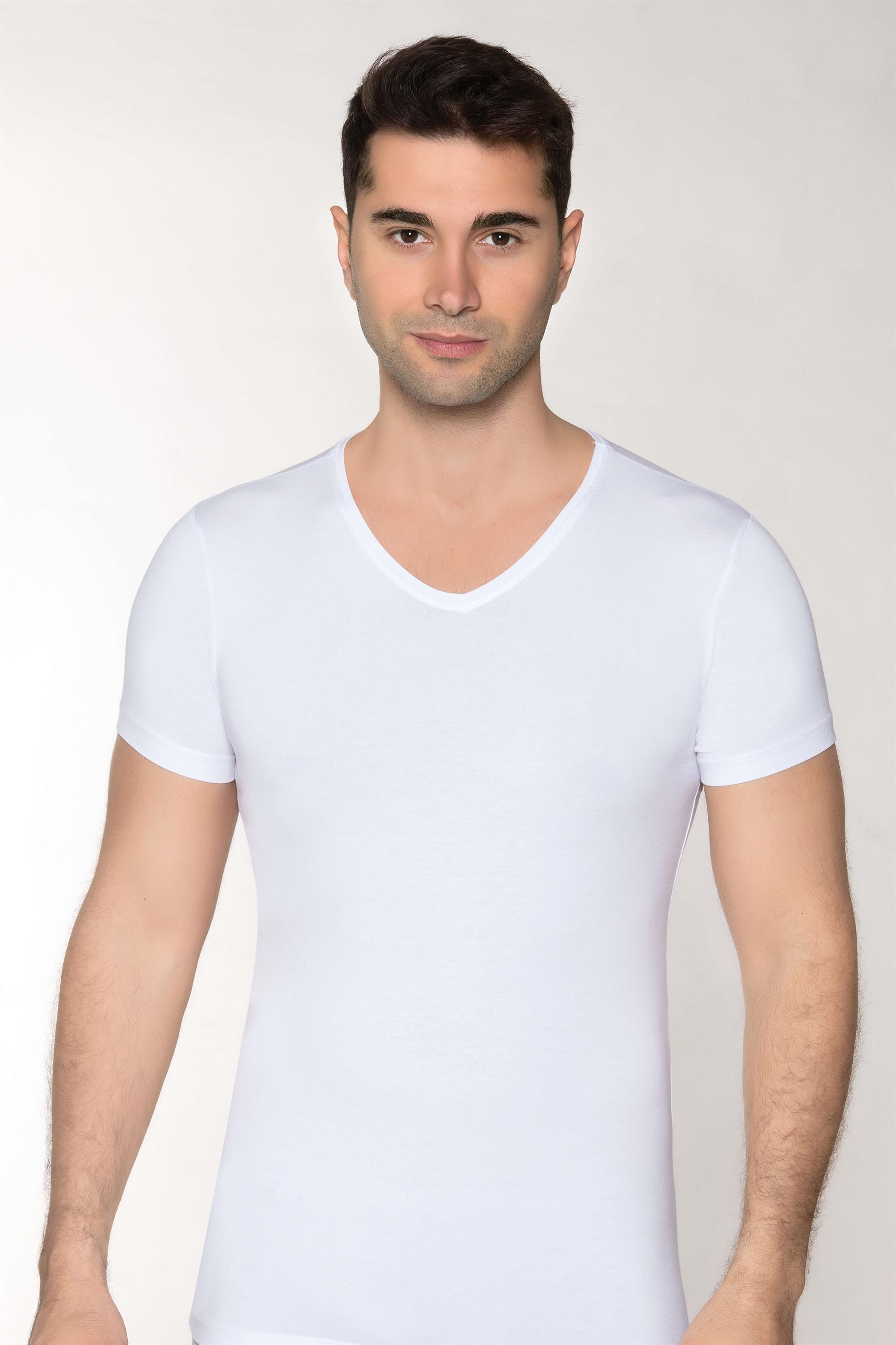 ERKEK MODAL V YAKA  ATLET TİŞÖRT  BEYAZ