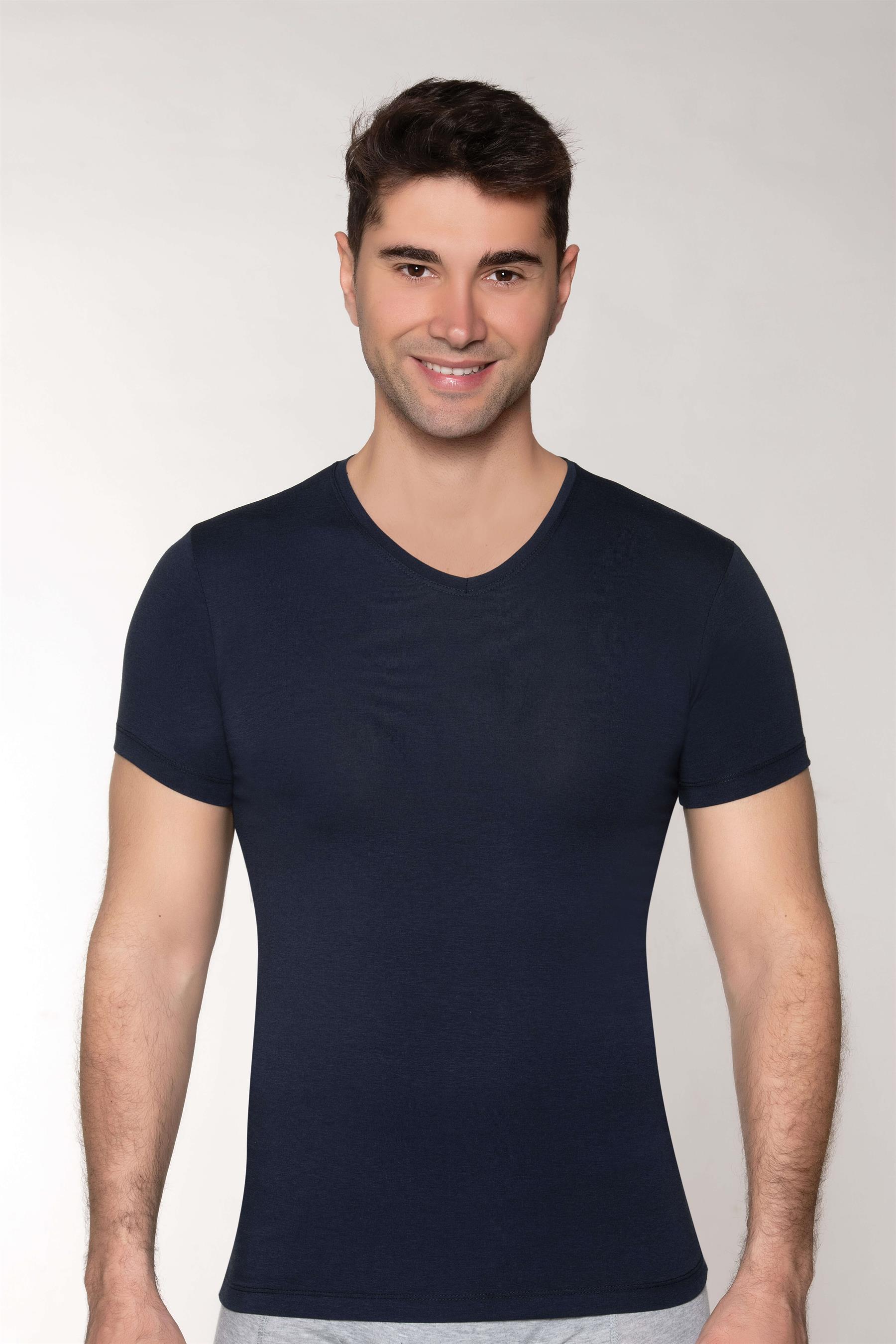 ERKEK MODAL V YAKA  ATLET TİŞÖRT  LACİVERT