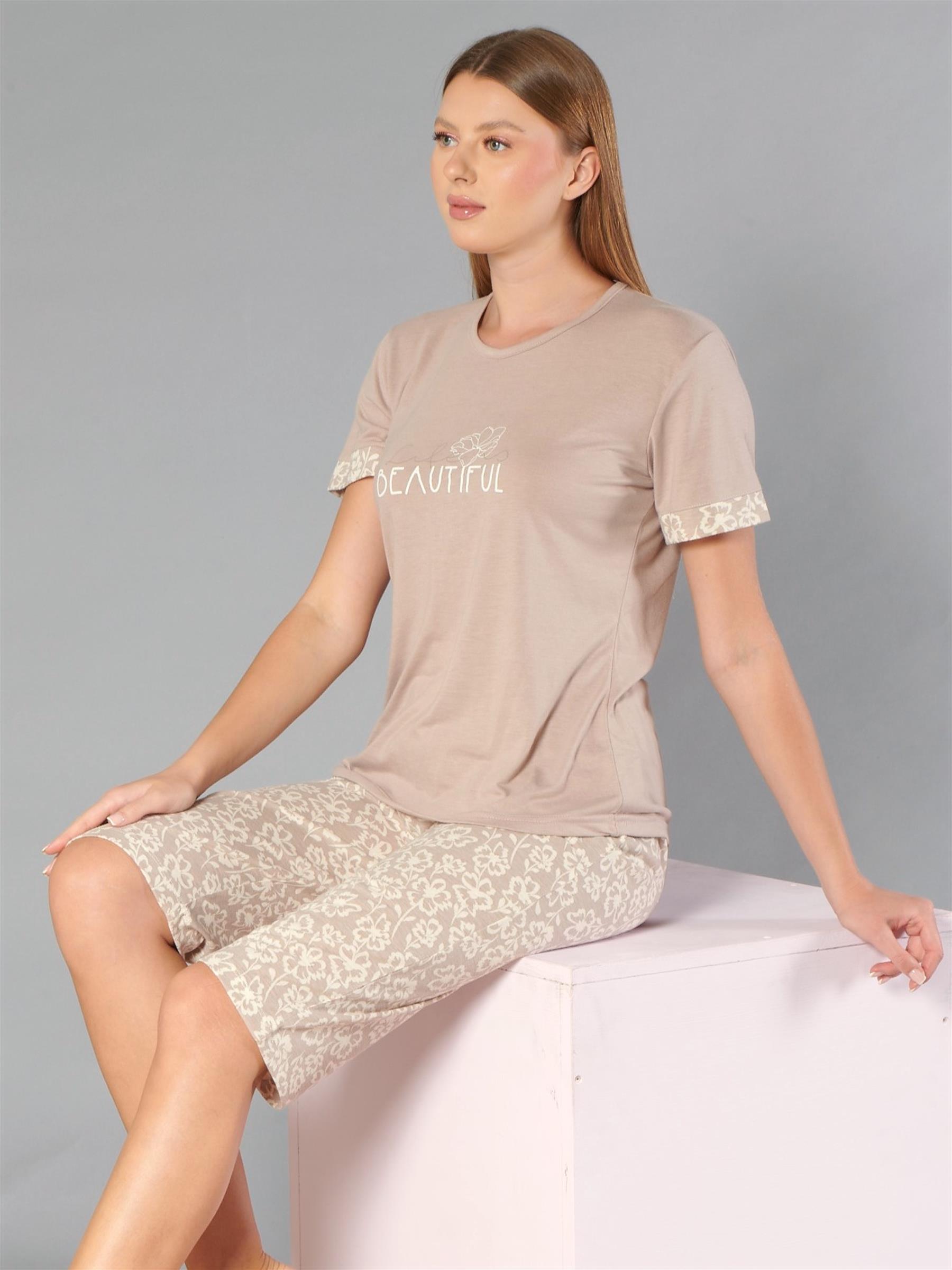 KISA KOLLU KAPRİ TAKIM YAZLIK VİSKON KUMAŞ RAHAT VE HAFİF VİSKON DOWRY 07-12