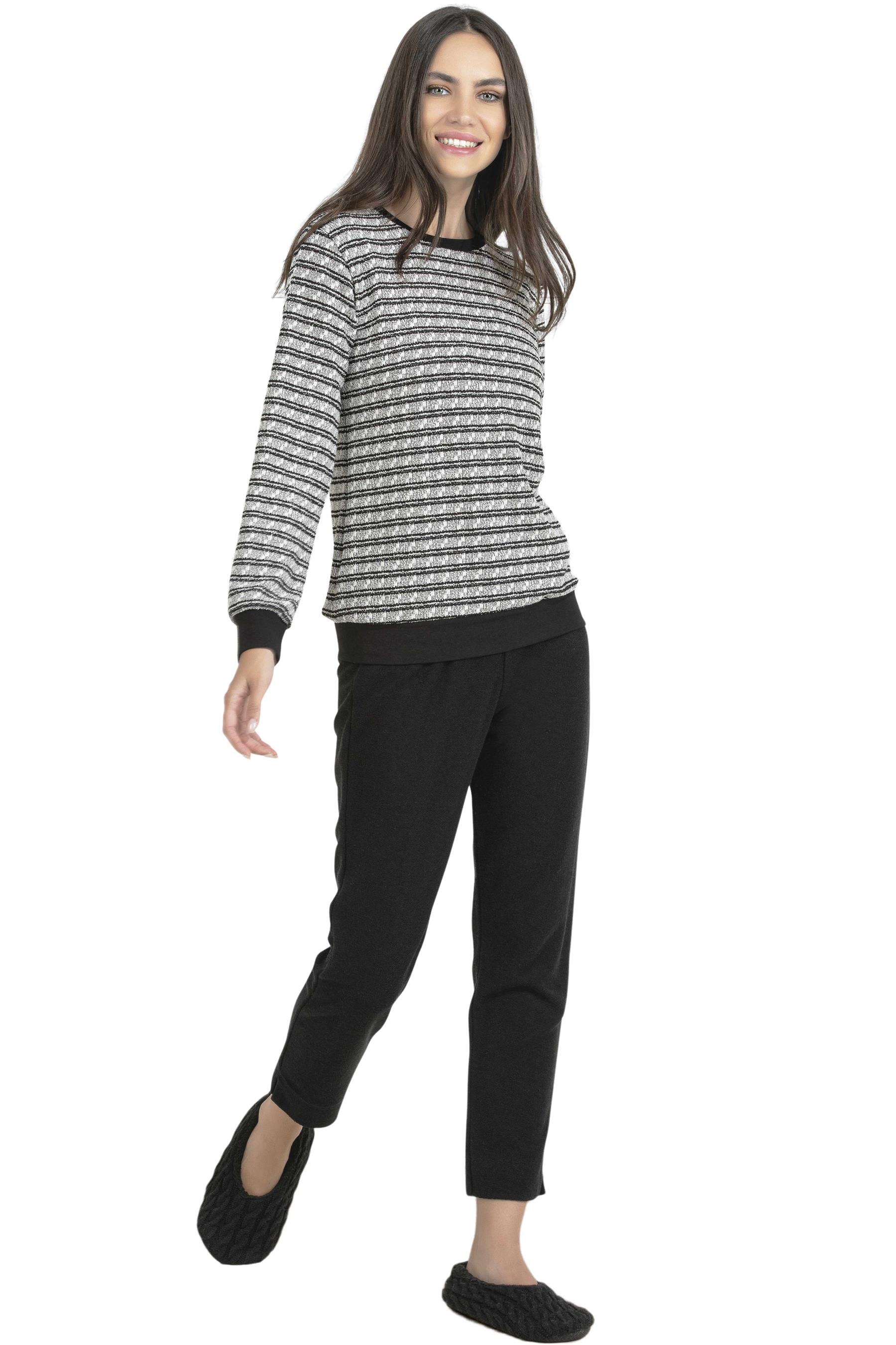 TRİKO SİYAH UZUN KOL PİJAMA TAKIMI DOWRY 09-103