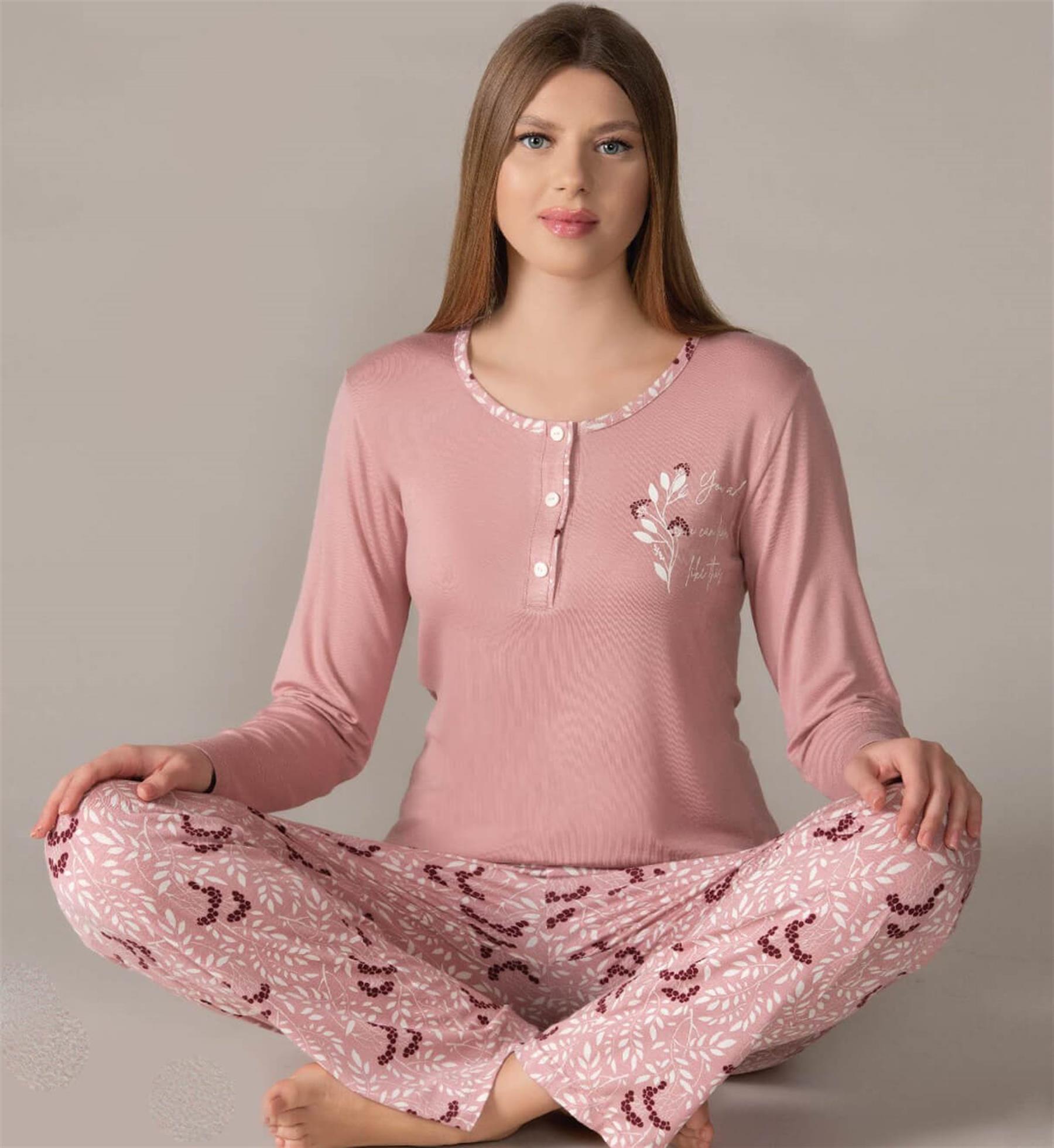 KADIN UZUN KOL PİJAMA TAKIMI VİSKON MEVSİMLİK DOWRY 09-133