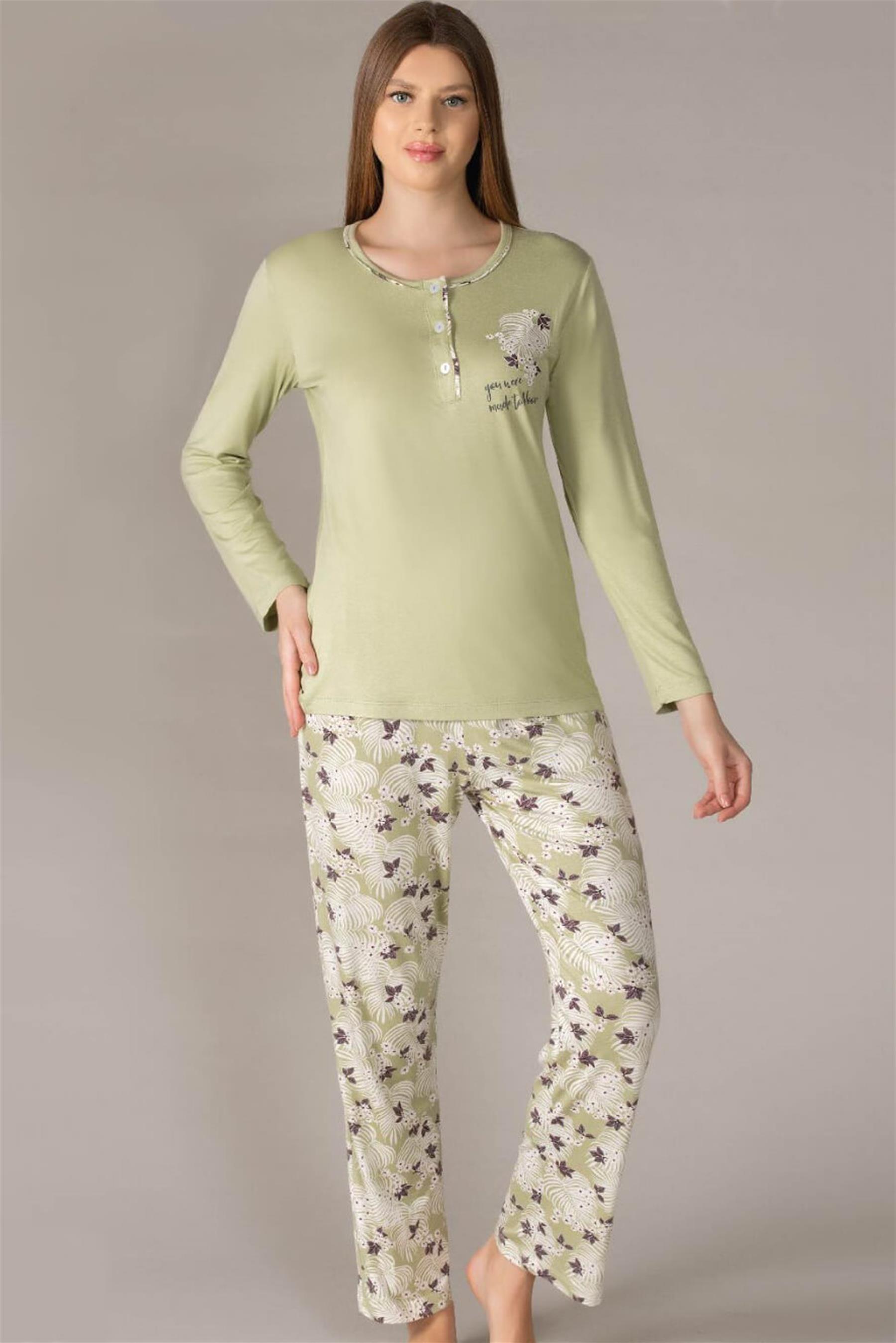 KADIN UZUN KOL PİJAMA TAKIMI VİSKON MEVSİMLİK DOWRY 09-134