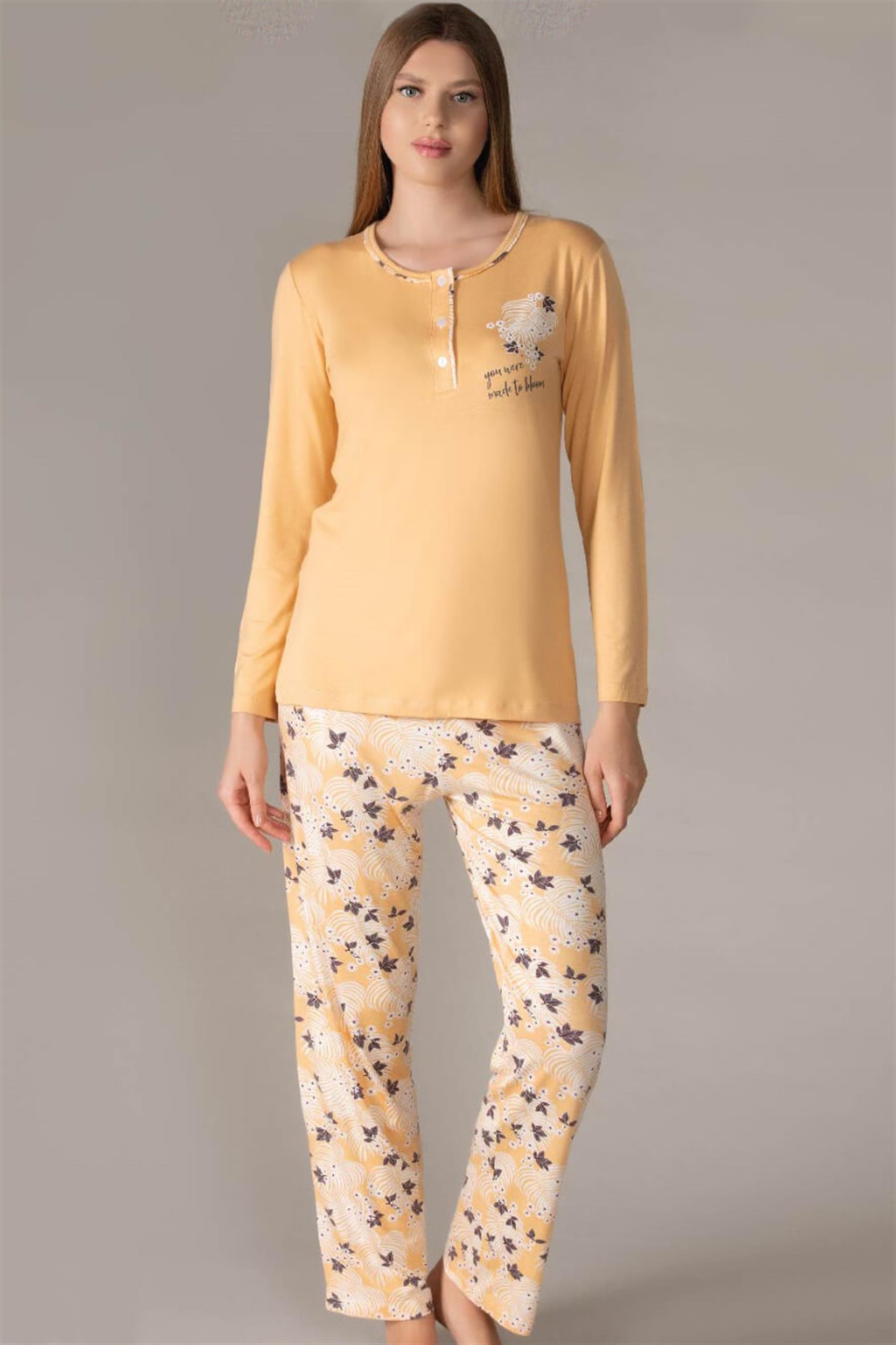 KADIN UZUN KOL PİJAMA TAKIMI VİSKON MEVSİMLİK DOWRY 09-134