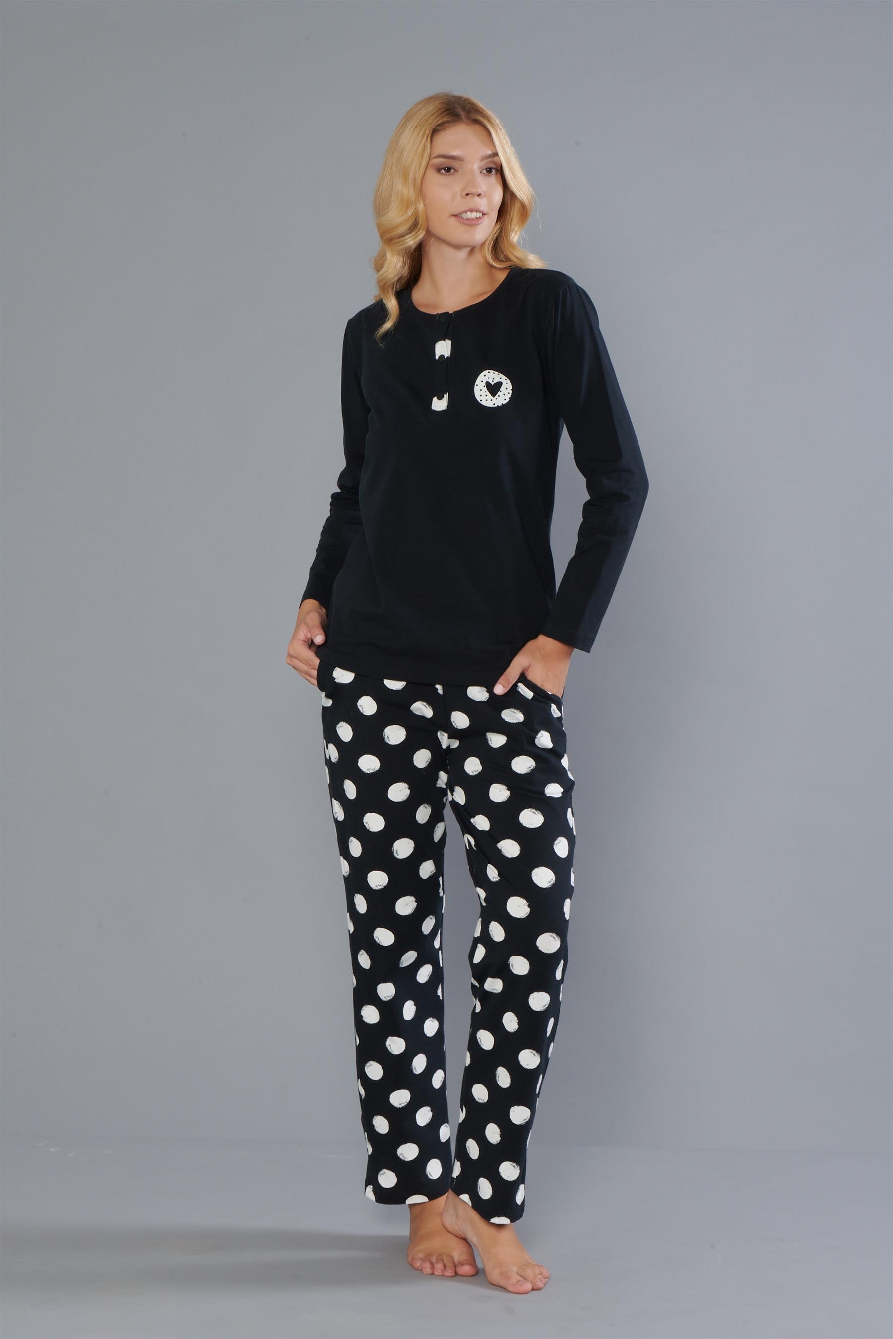 DOWRY Kadın %100 Pamuk Uzun Kollu Pijama Takımı 09-270
