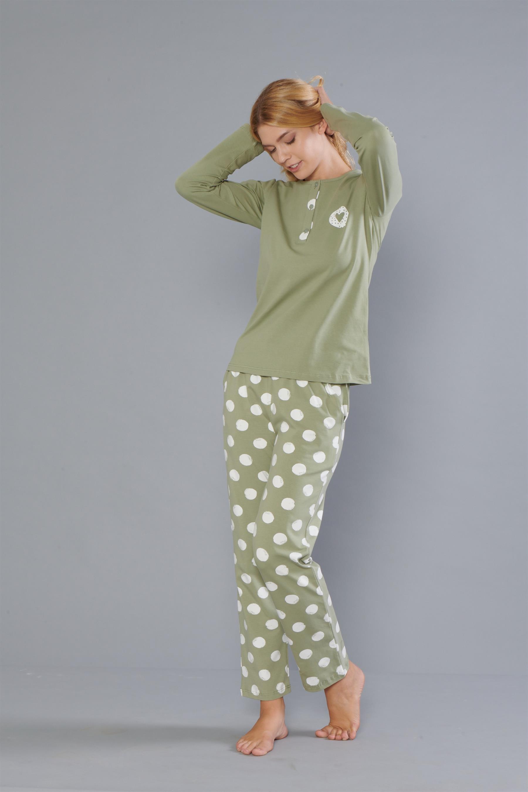 DOWRY Kadın %100 Pamuk Uzun Kollu Pijama Takımı 09-270
