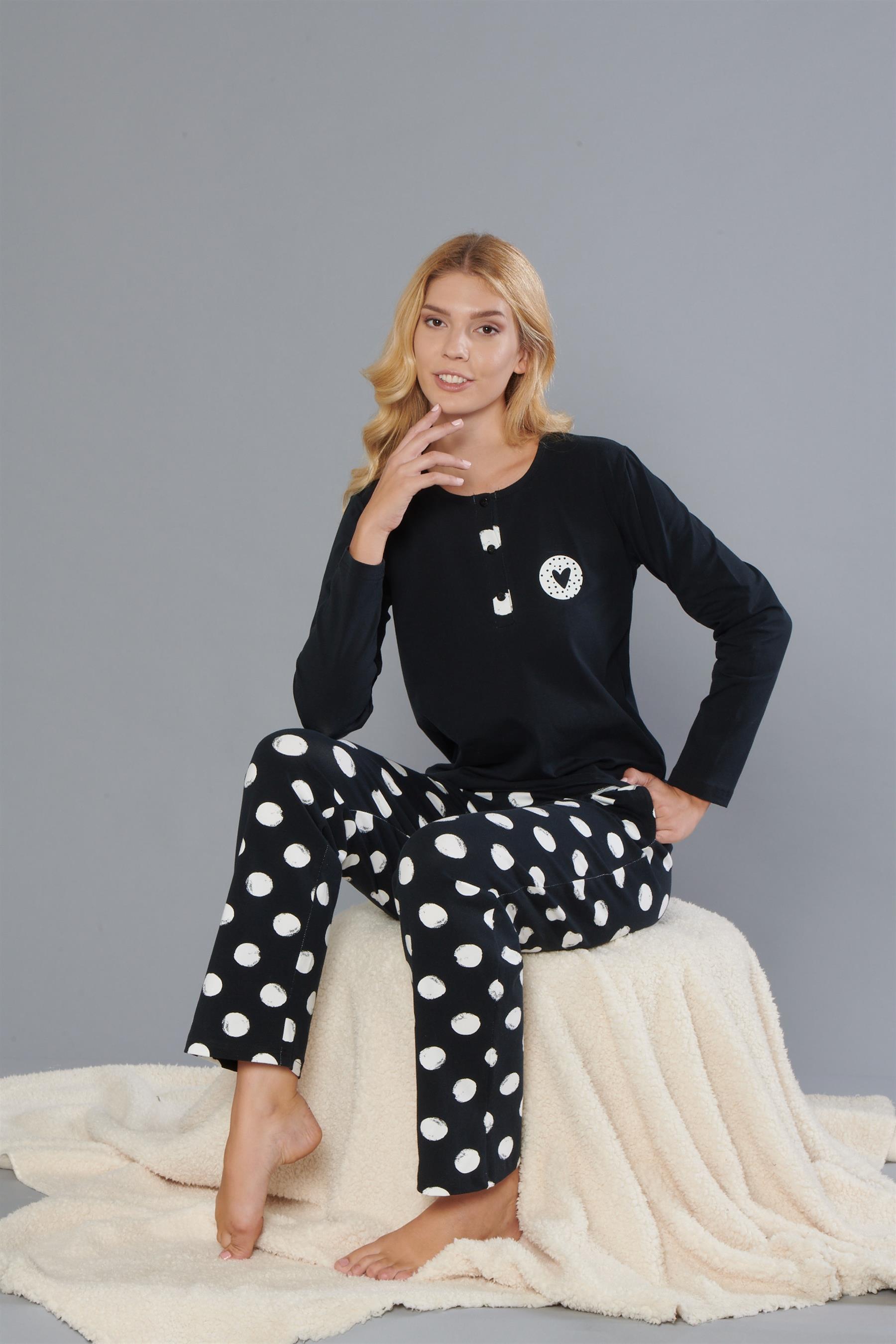DOWRY Kadın %100 Pamuk Uzun Kollu Pijama Takımı 09-270