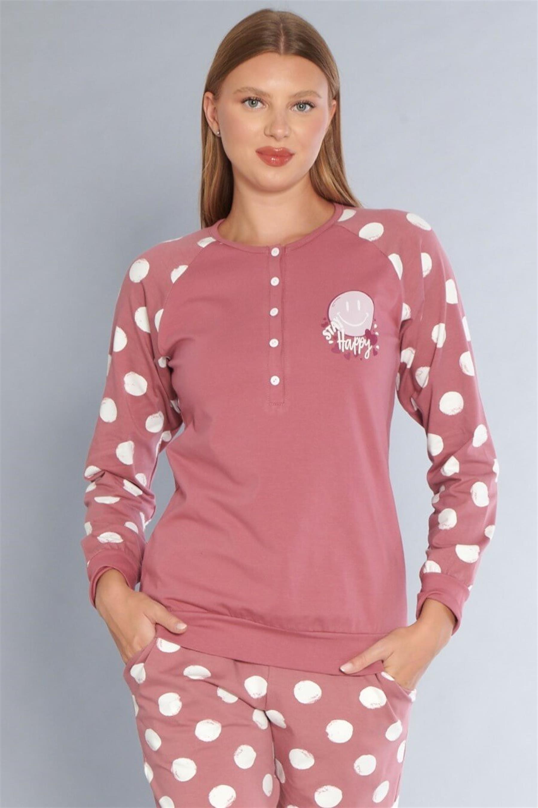 Kadın Pamuklu Uzun Kollu Pijama Takımı Dowry 09-272