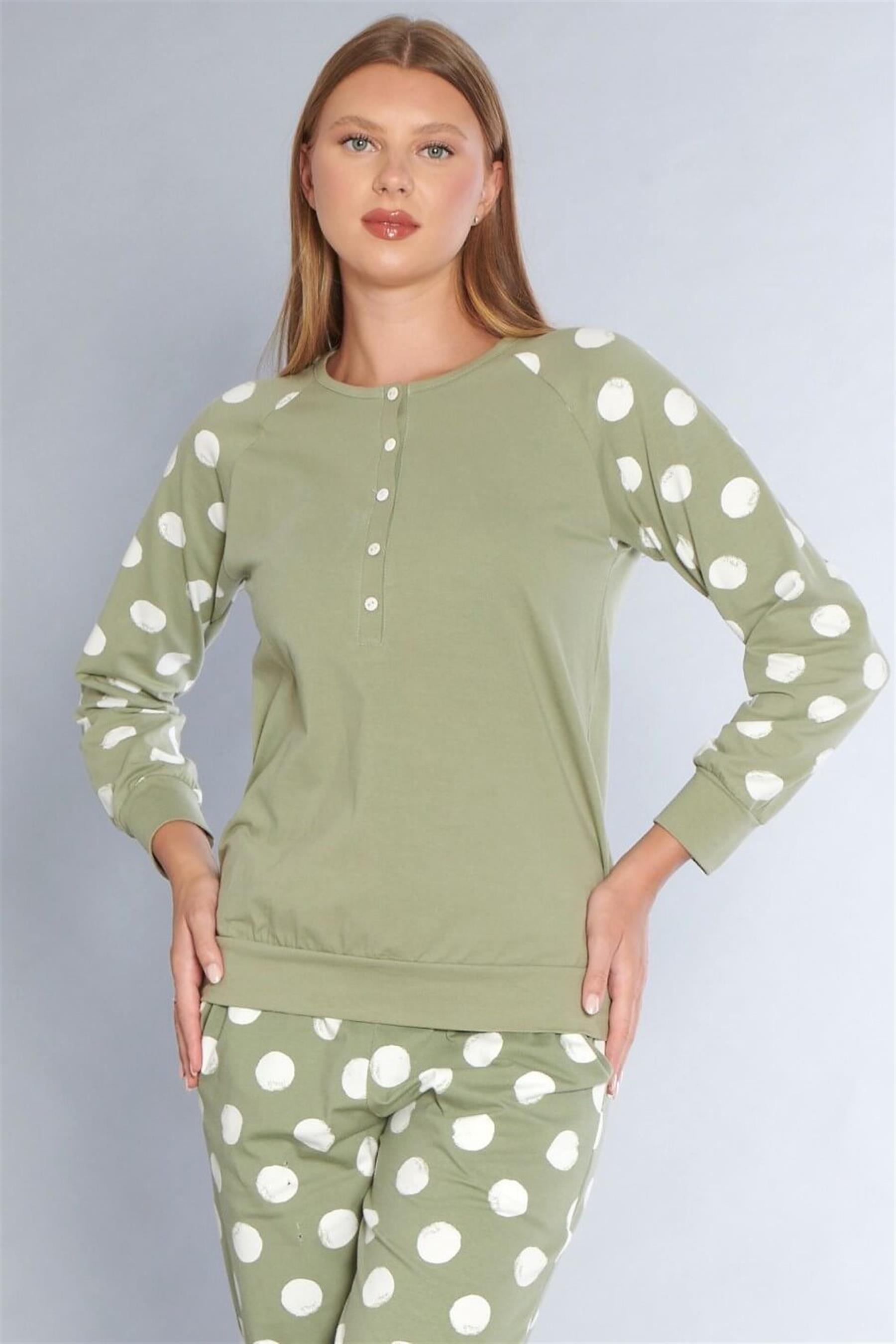 Kadın Pamuklu Uzun Kollu Pijama Takımı Dowry 09-272