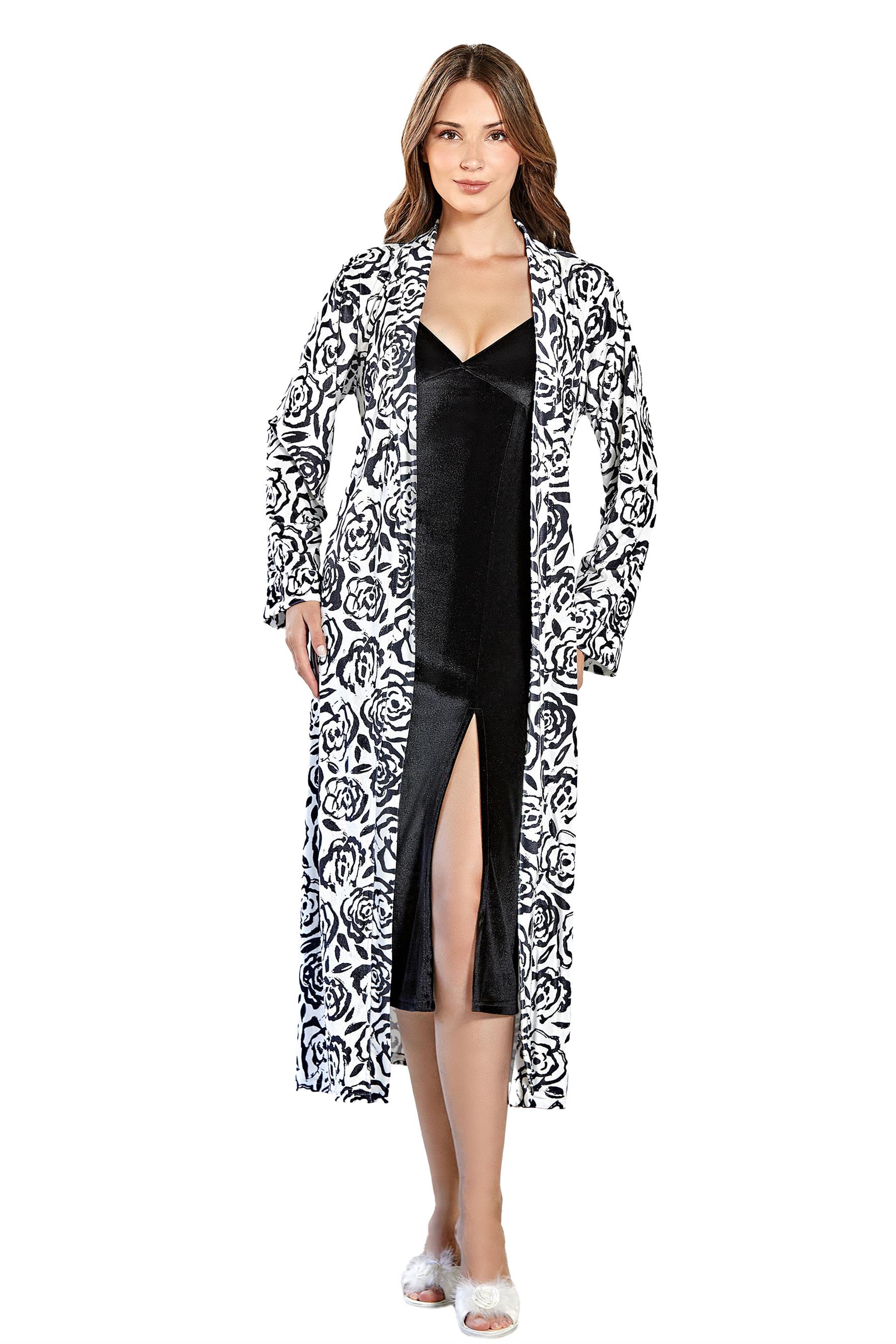 KADIN KADİFE KIŞLIK İKİLİ GECELİK SABAHLIK SET FANTAZİ TAKIM FLZ 32-41