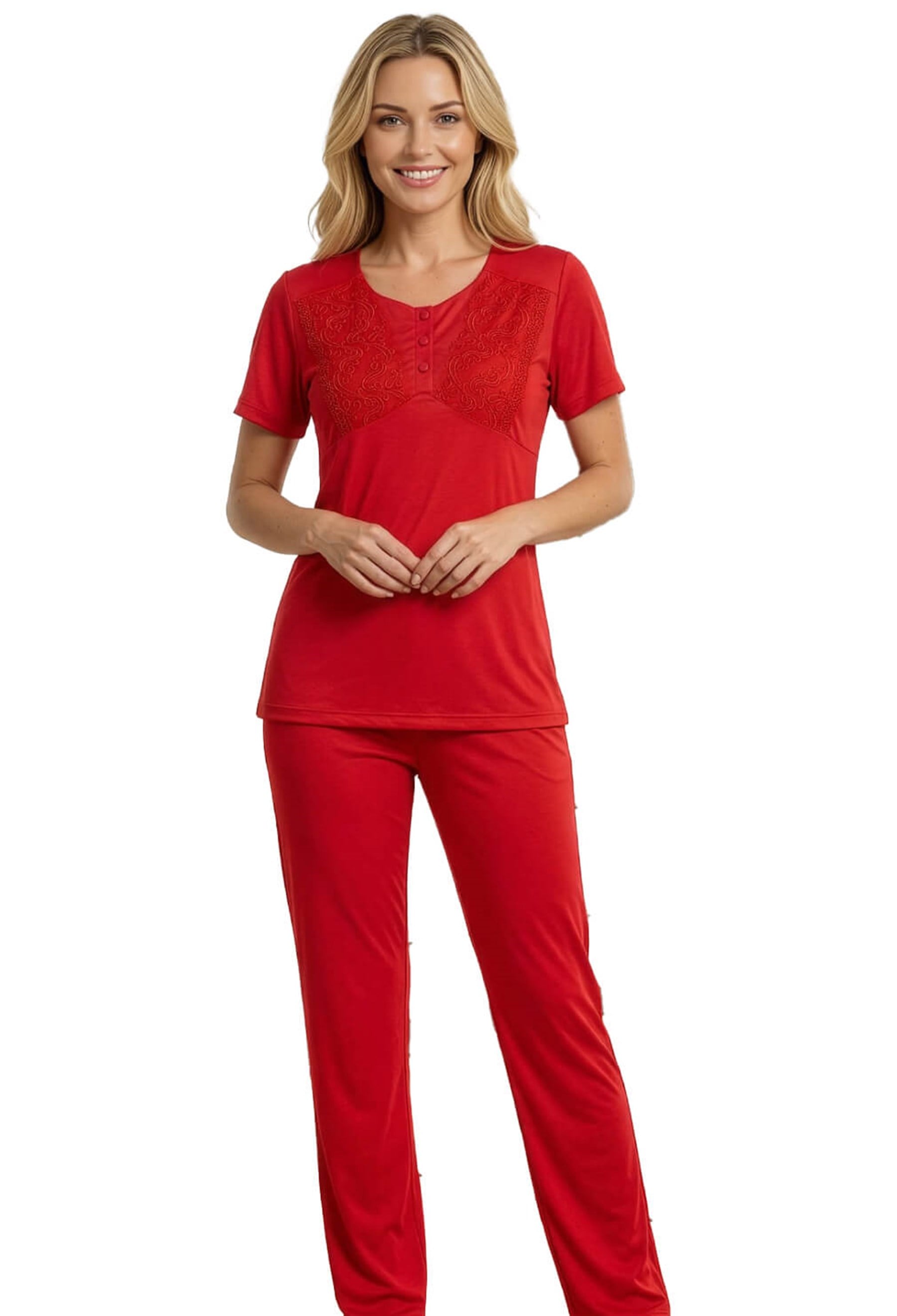 Kadın Dantel Detaylı Pijama Takımı – Rahat Ev Giyim Takımı | FLZ 88-135