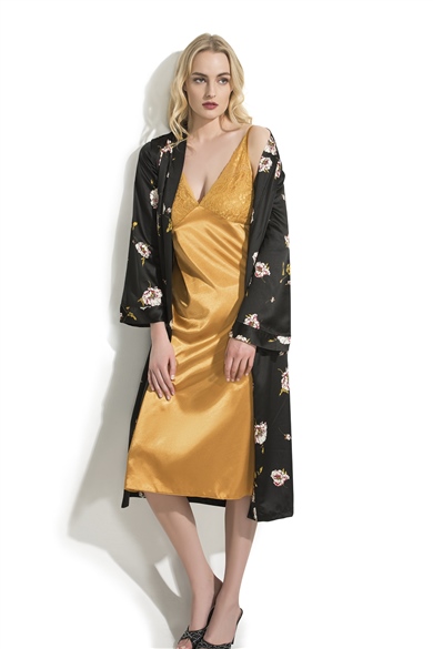 KADIN SATEN SABAHLIK GECELİK İKİLİ FANTAZİ SET FLZ 32-238