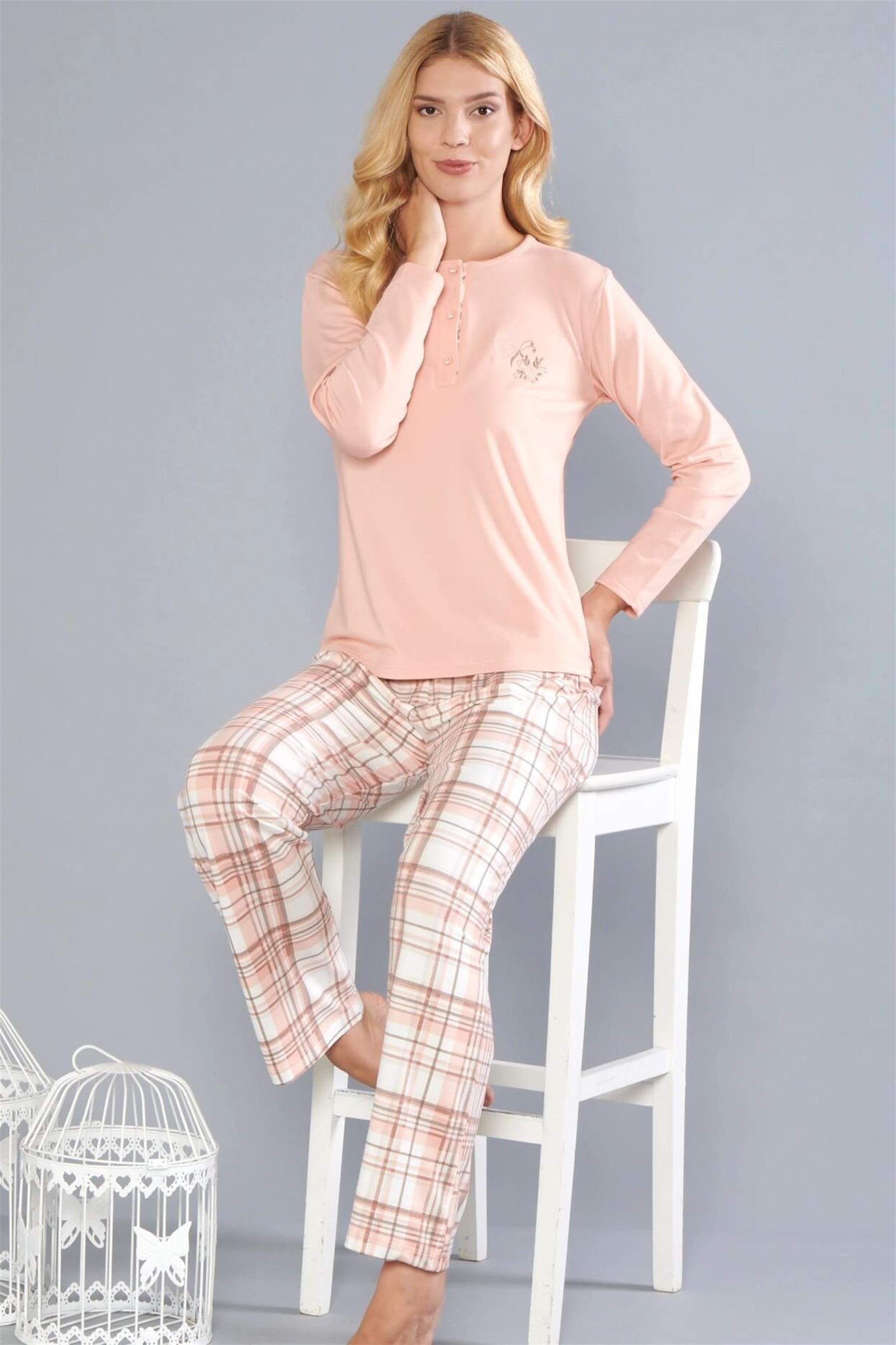Kadın Uzun Kollu Pijama Takımı – Şık, Zarif ve Modern Tasarım – Rahat ve Kaliteli Kumaş FLZ 89-130 89-131