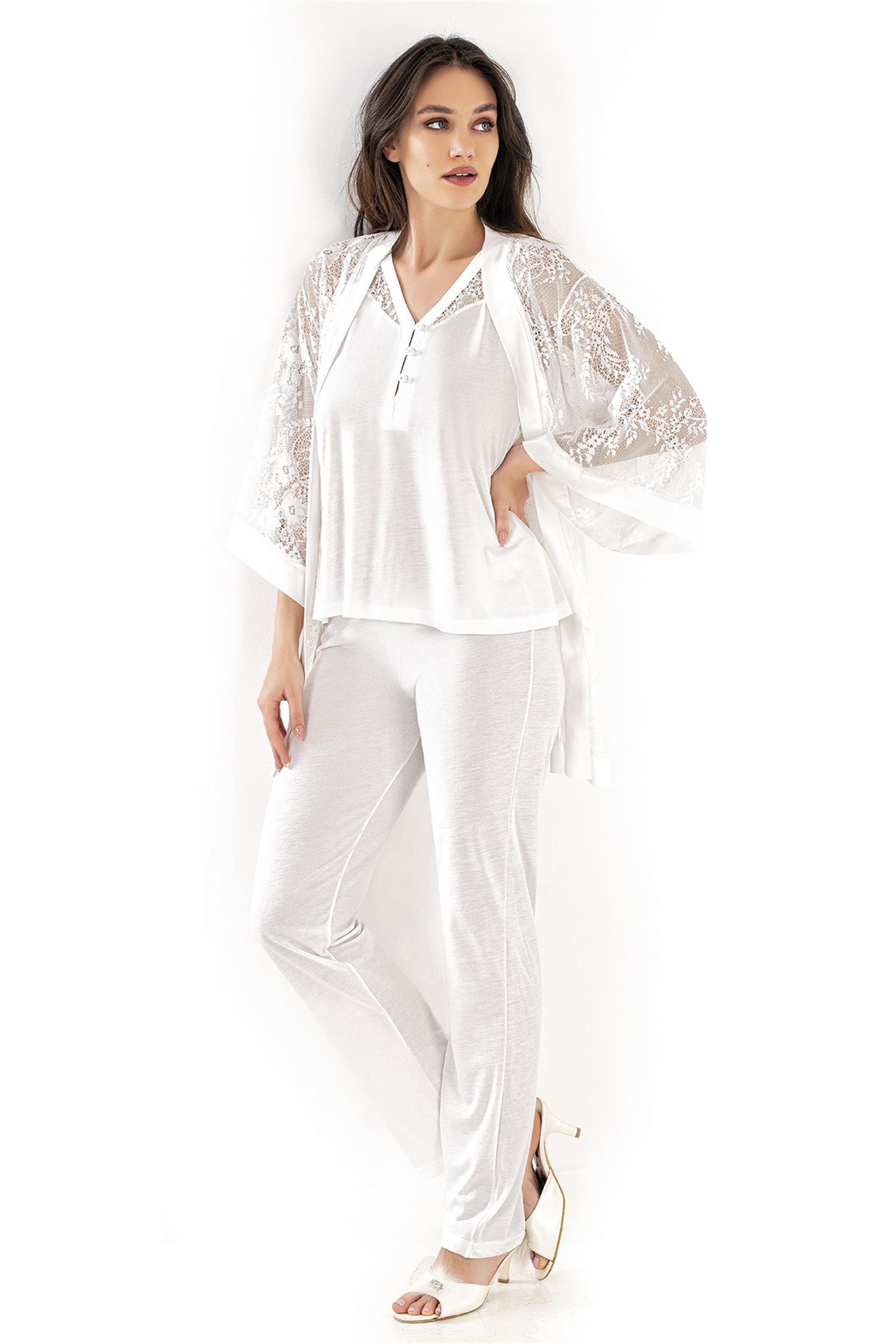 KADIN YAZLIK DANTELLİ SABAHLIKLI ÜÇLÜ FANTAZİ SET FLZ 31-71