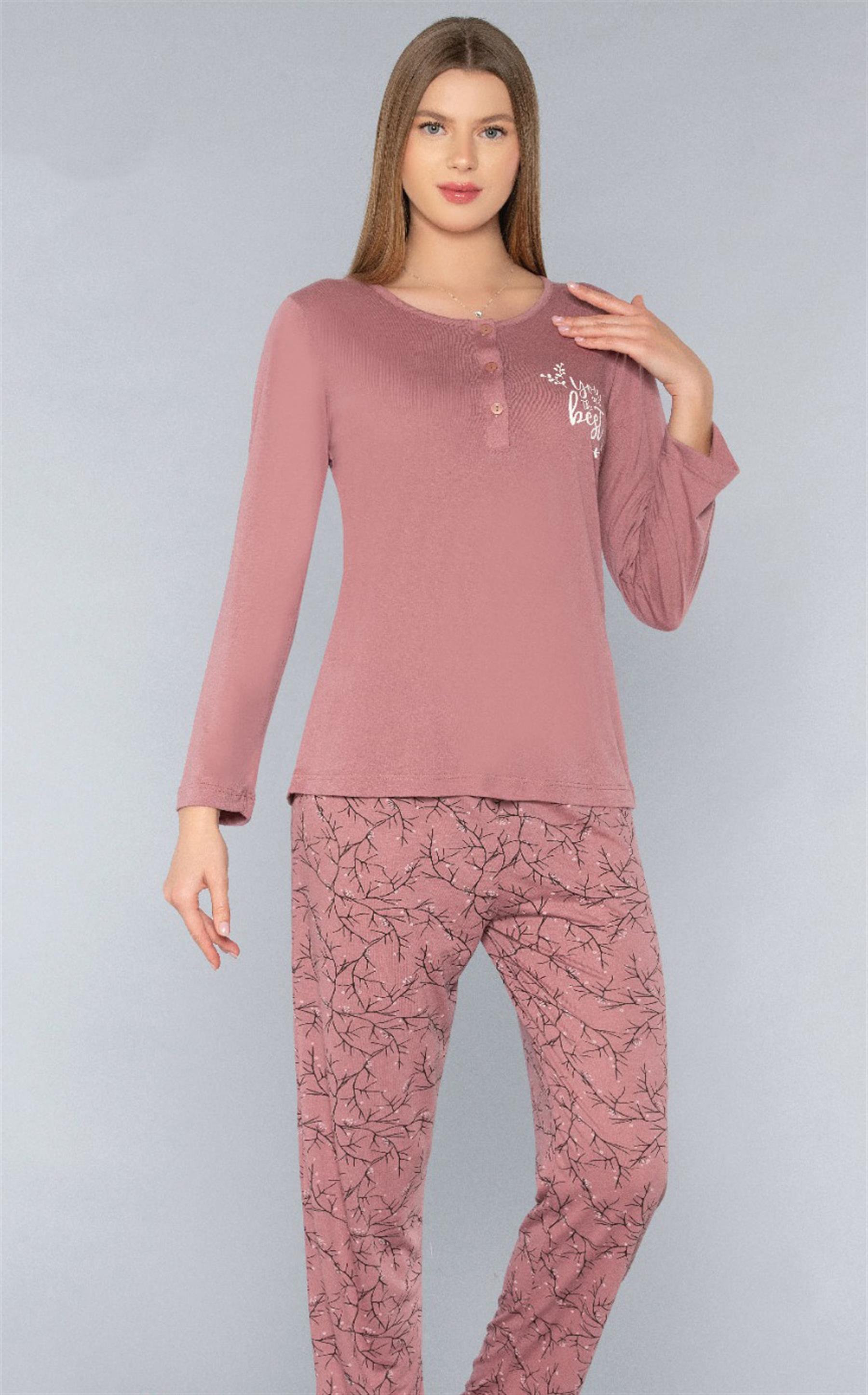 UZUN KOL MEVSİMLİK PİJAMA TAKIMI VİSKON ALPERİ 790-53