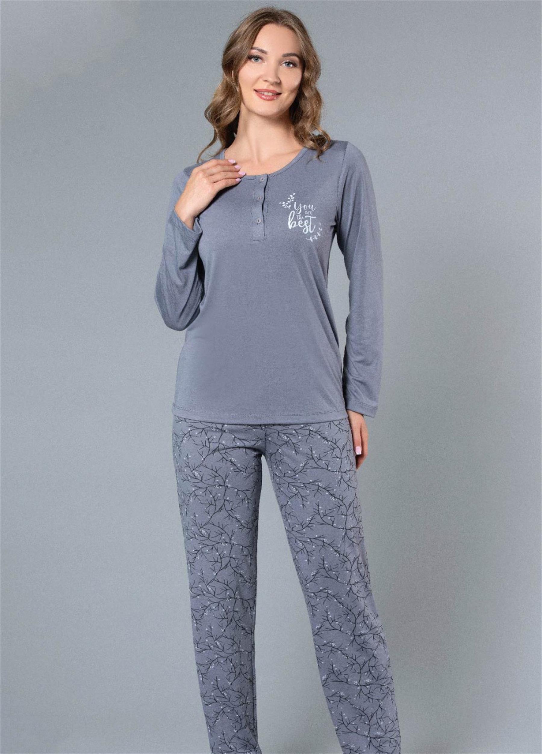 UZUN KOL MEVSİMLİK PİJAMA TAKIMI VİSKON ALPERİ 790-53