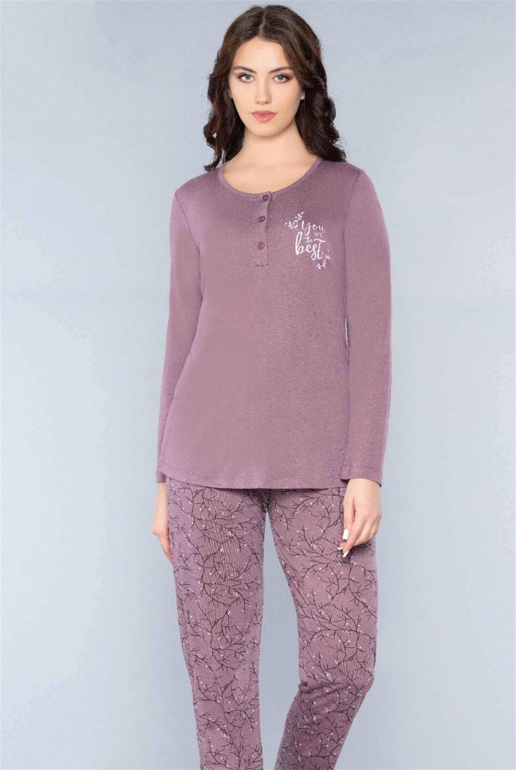 UZUN KOL MEVSİMLİK PİJAMA TAKIMI VİSKON ALPERİ 790-53