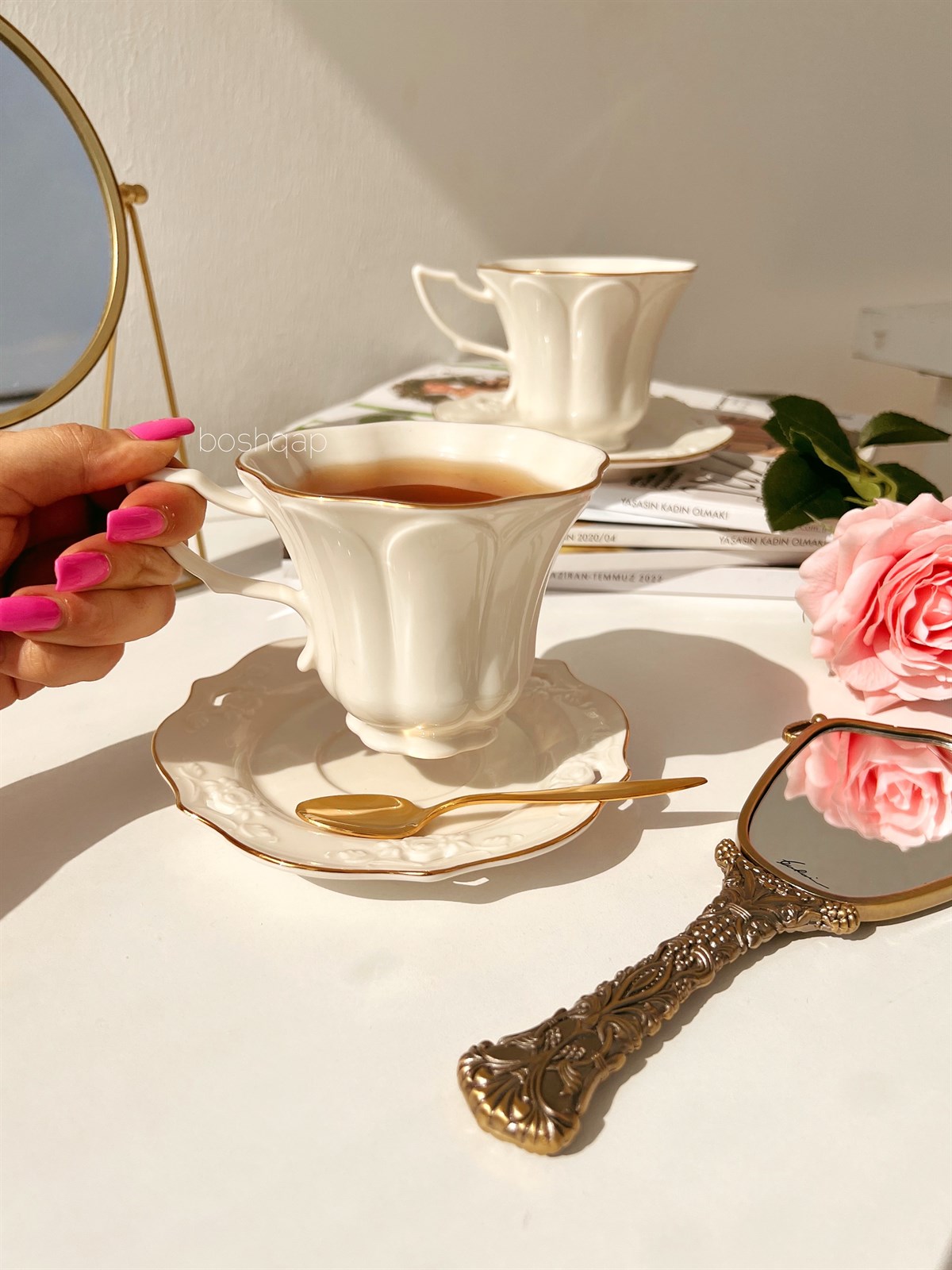 Dahlia 6'lı Porselen Nescafe-Çay Fincan Takımı