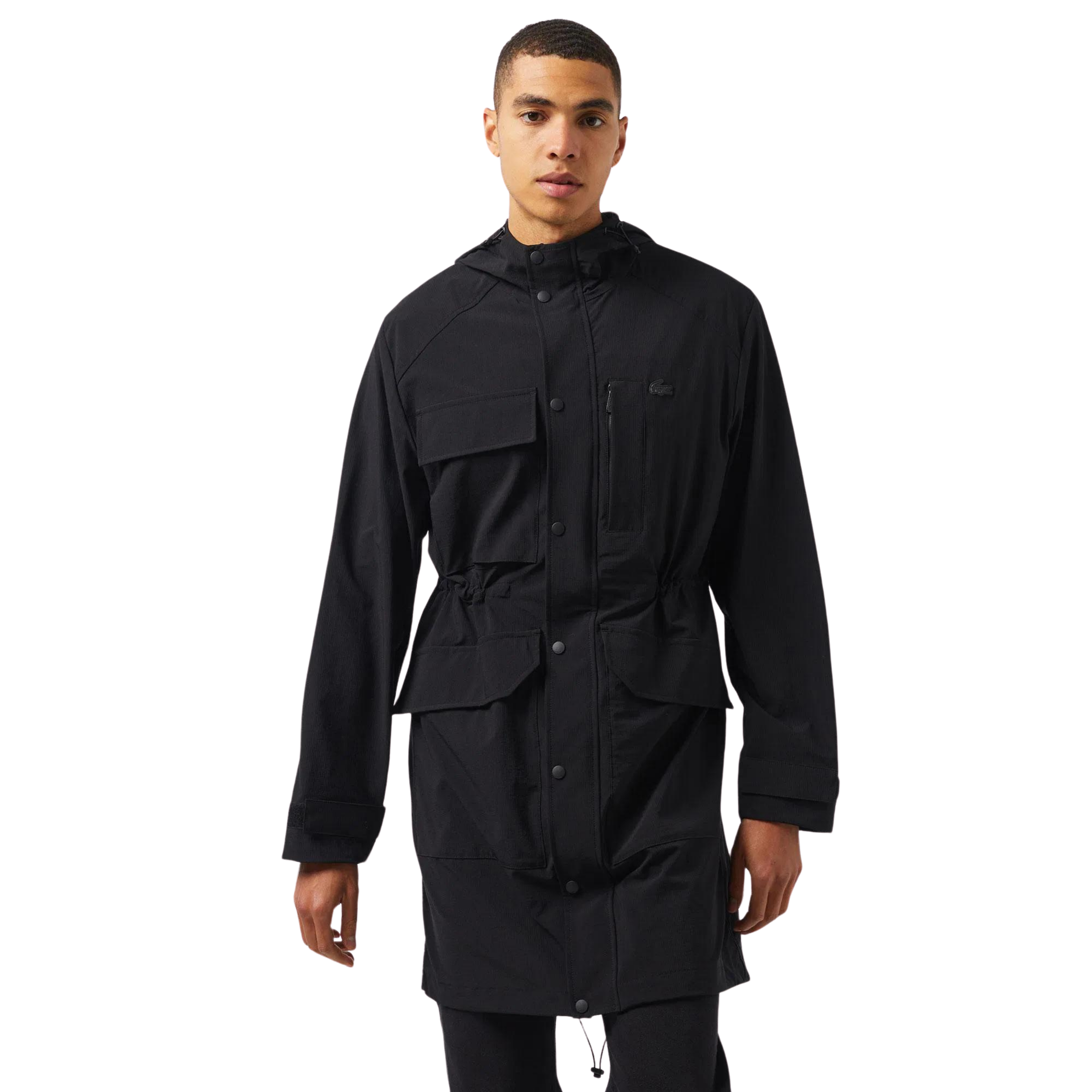 Lacoste Erkek Kapüşonlu Baskılı Siyah Mont BH2509.031