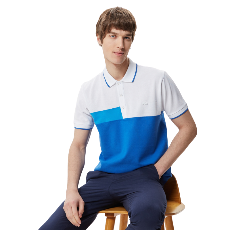 Lacoste Erkek Relaxed Fit Renk Bloklu Mavi Polo Tshırt PH0321.21M