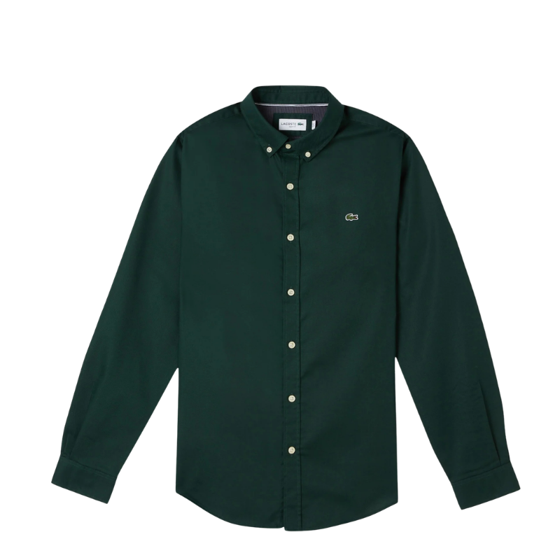 Lacoste Erkek Slim Fit Düğmeli Yaka Koyu Yeşil Gömlek 
