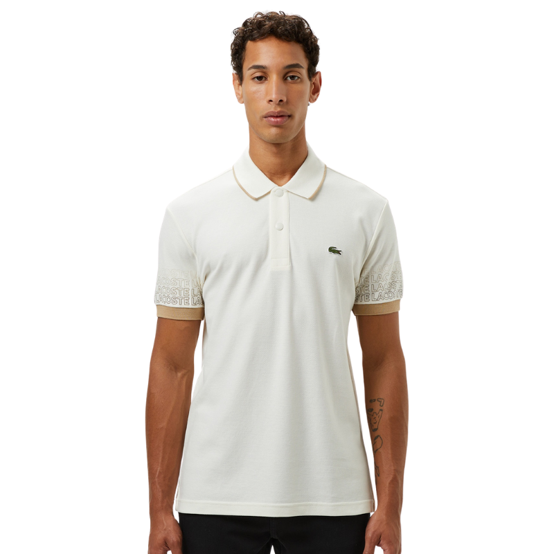 Lacoste Loose Fit Erkek Baskılı Beyaz Polo Tshırt PH0535.70V