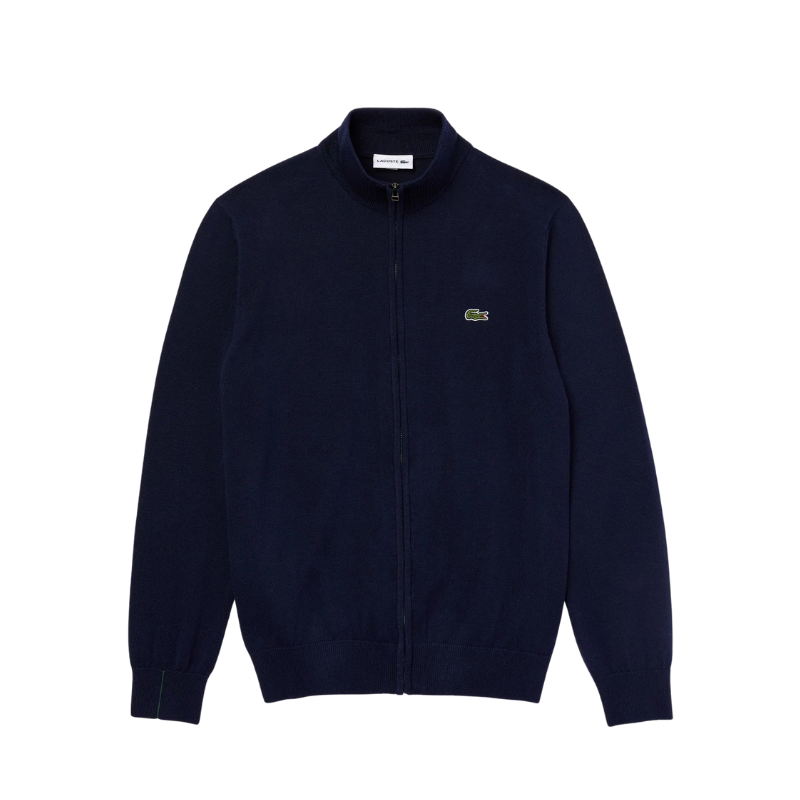 Lacoste Regular Fit Fermuarlı Organik Pamuk Lacivert Hırka 