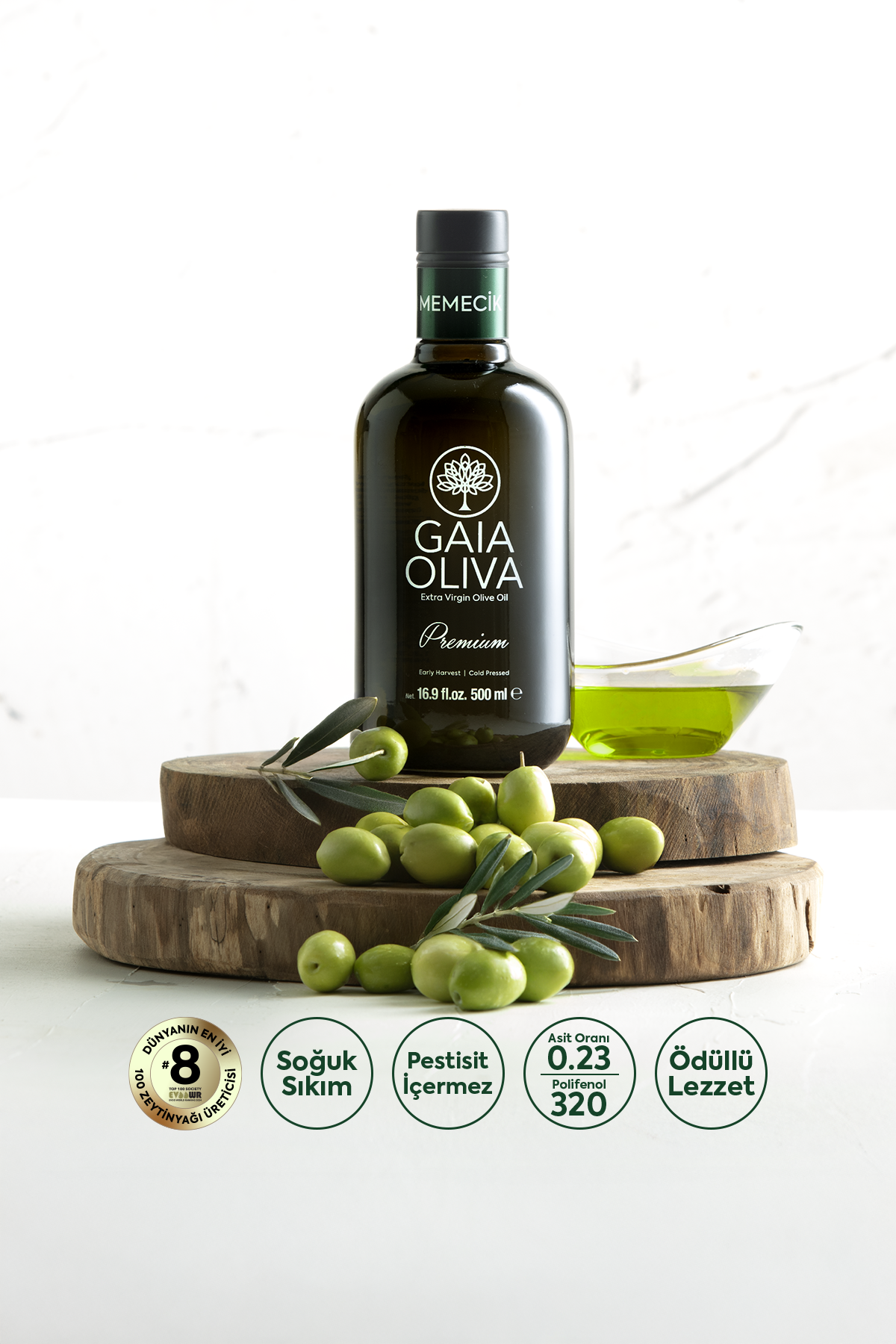 Premium Memecik 500 ml Erken Hasat Natürel Sızma Zeytinyağı