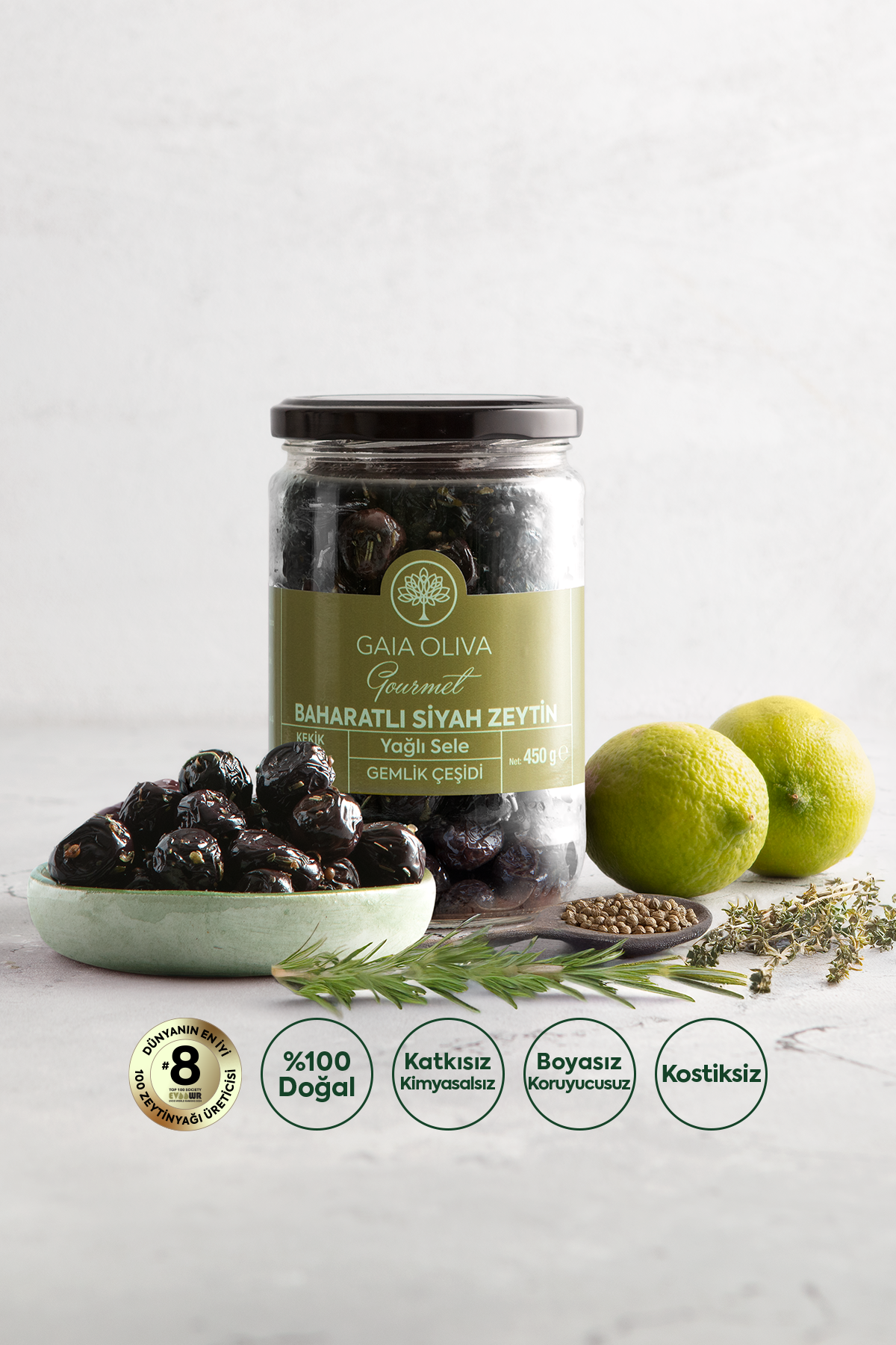 Baharatlı Doğal Siyah Zeytin 450 gr