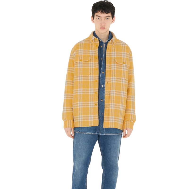 Burberry Erkek Sarı Ekose Ceket