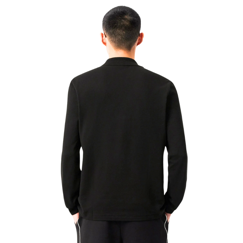 Erkek Classic Fit Uzun Kollu Siyah Polo Sweat