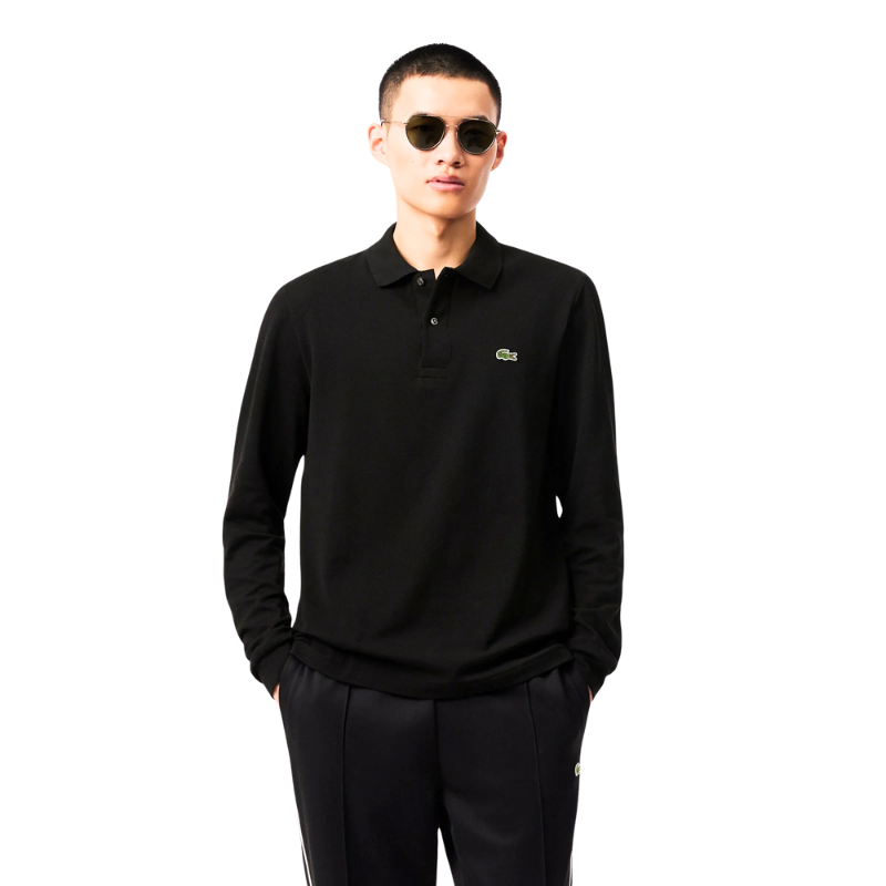 Erkek Classic Fit Uzun Kollu Siyah Polo Sweat