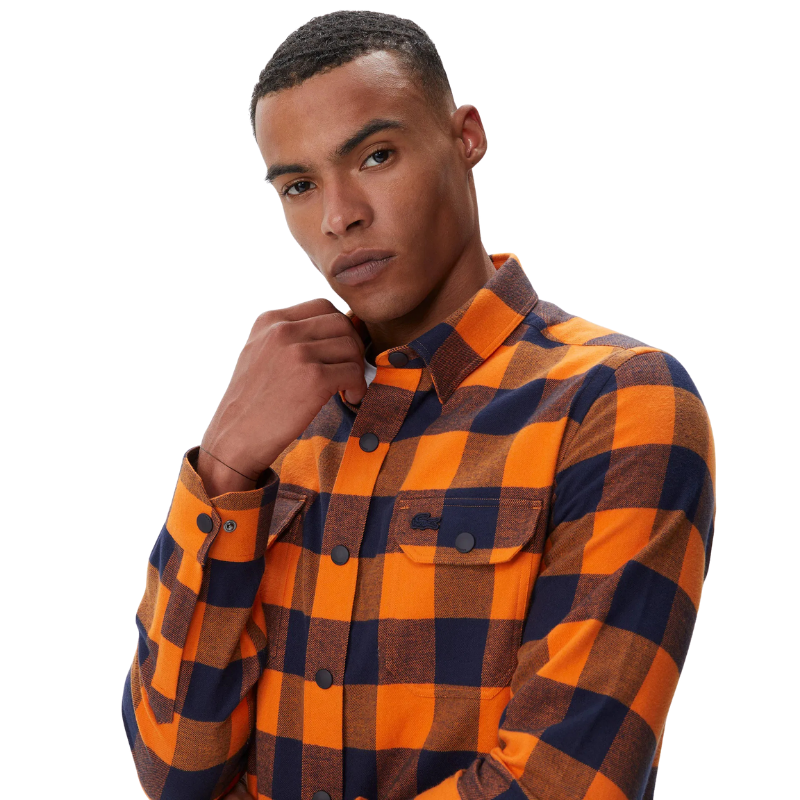 Erkek Slim Fit Ekose Lacivert Gömlek