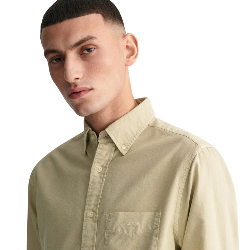 Gant Erkek Bej Regular Fit Düğmeli Yaka Oxford Gömlek 