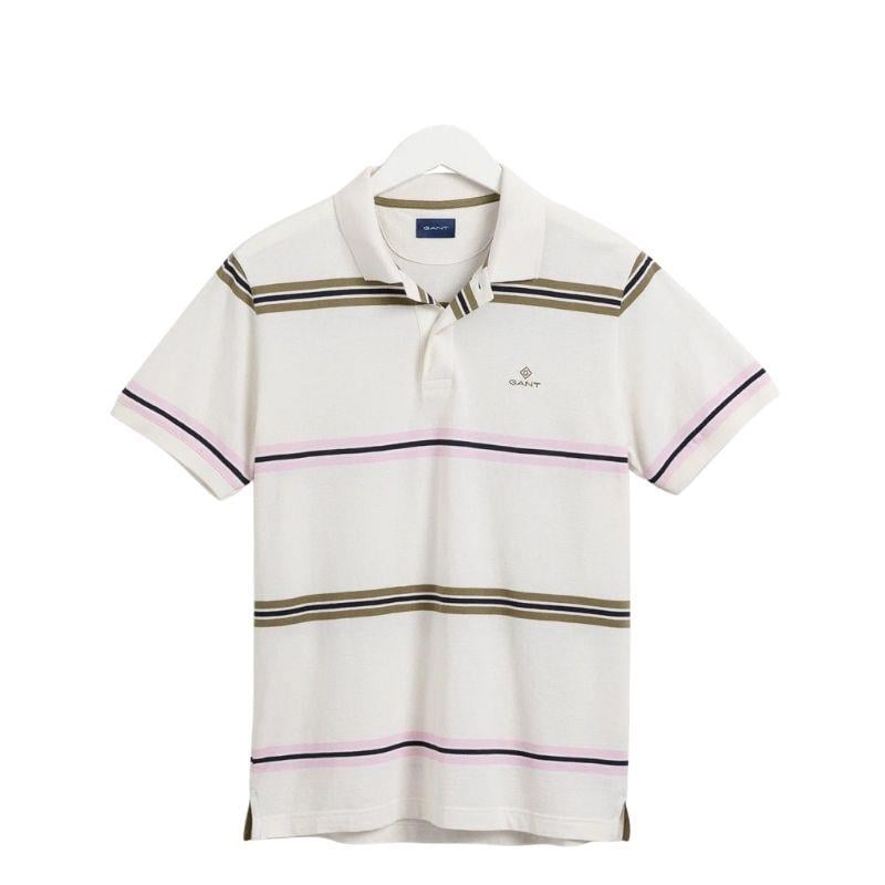 Gant Erkek Beyaz Regular Fit Çizgili Polo Tshırt 2002016.108