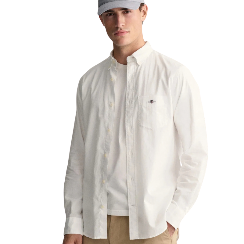Gant Erkek Beyaz Regular Fit Düğmeli Yaka Gömlek