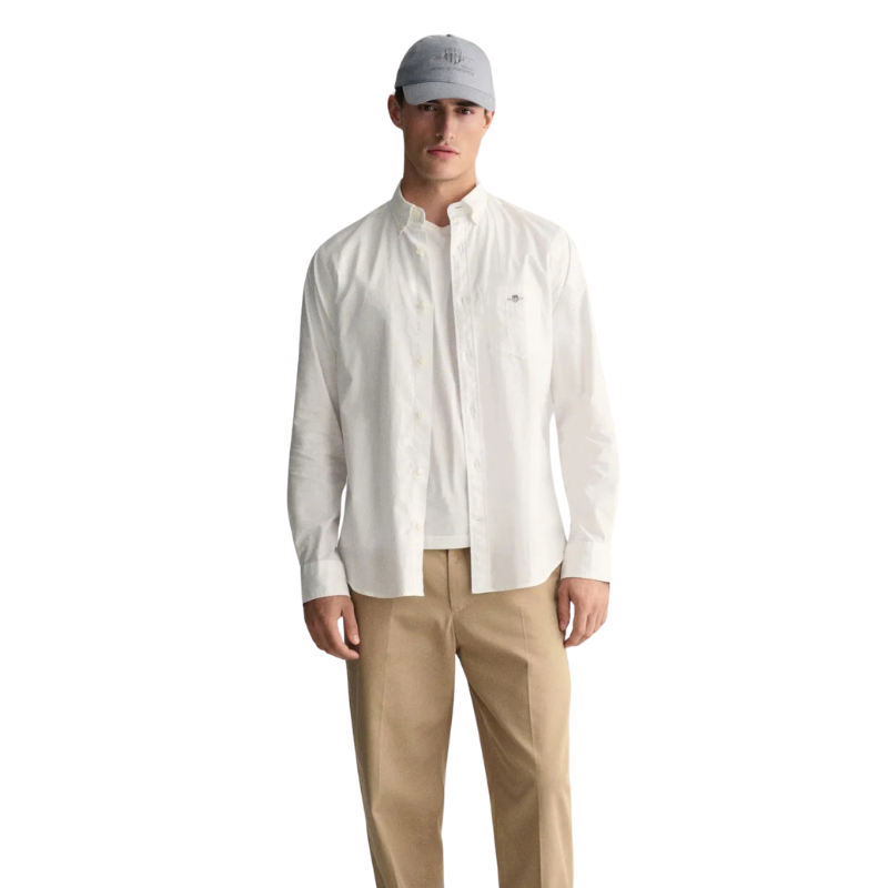 Gant Erkek Beyaz Regular Fit Düğmeli Yaka Gömlek