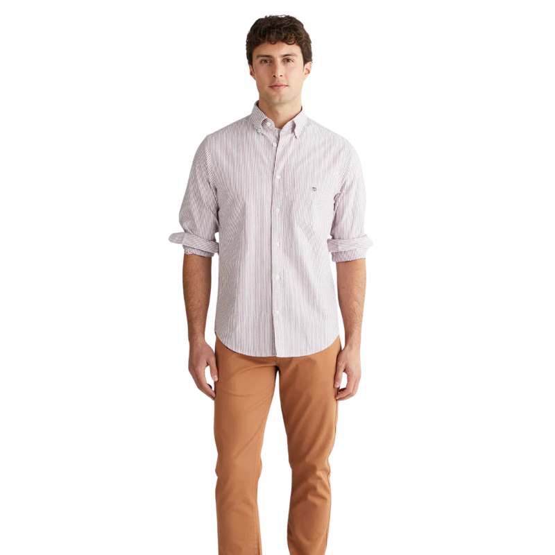 Gant Erkek Bordo Çizgili Regular Fit Düğmeli Gömlek 3000230.604