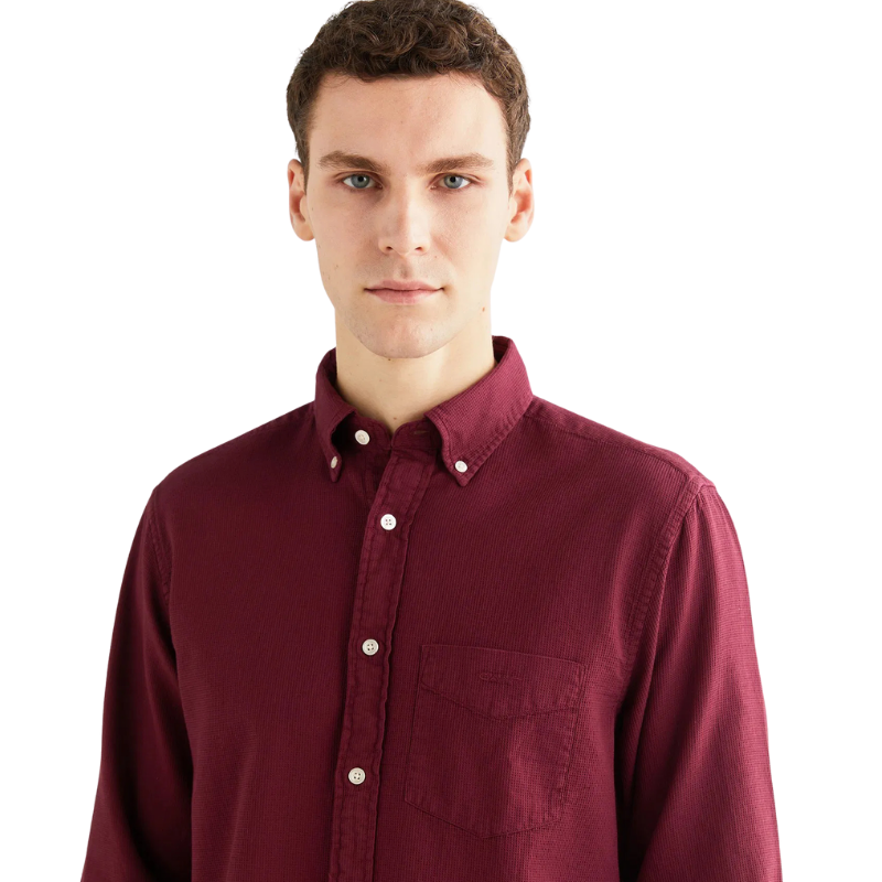Gant Erkek Bordo Regular Fit Düğmeli Yaka Gömlek