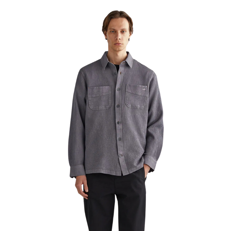 Gant Erkek Gri Oversize Fit Klasik Yaka Gömlek 