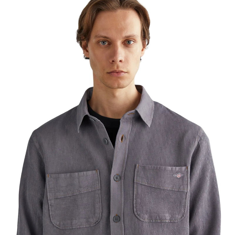 Gant Erkek Gri Oversize Fit Klasik Yaka Gömlek 