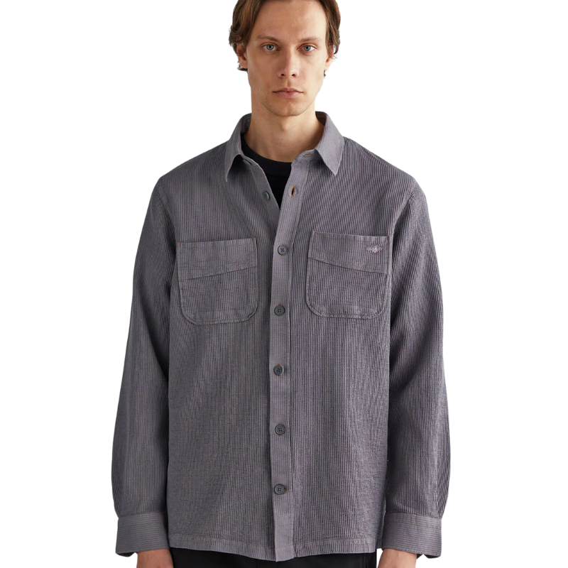 Gant Erkek Gri Oversize Fit Klasik Yaka Gömlek 